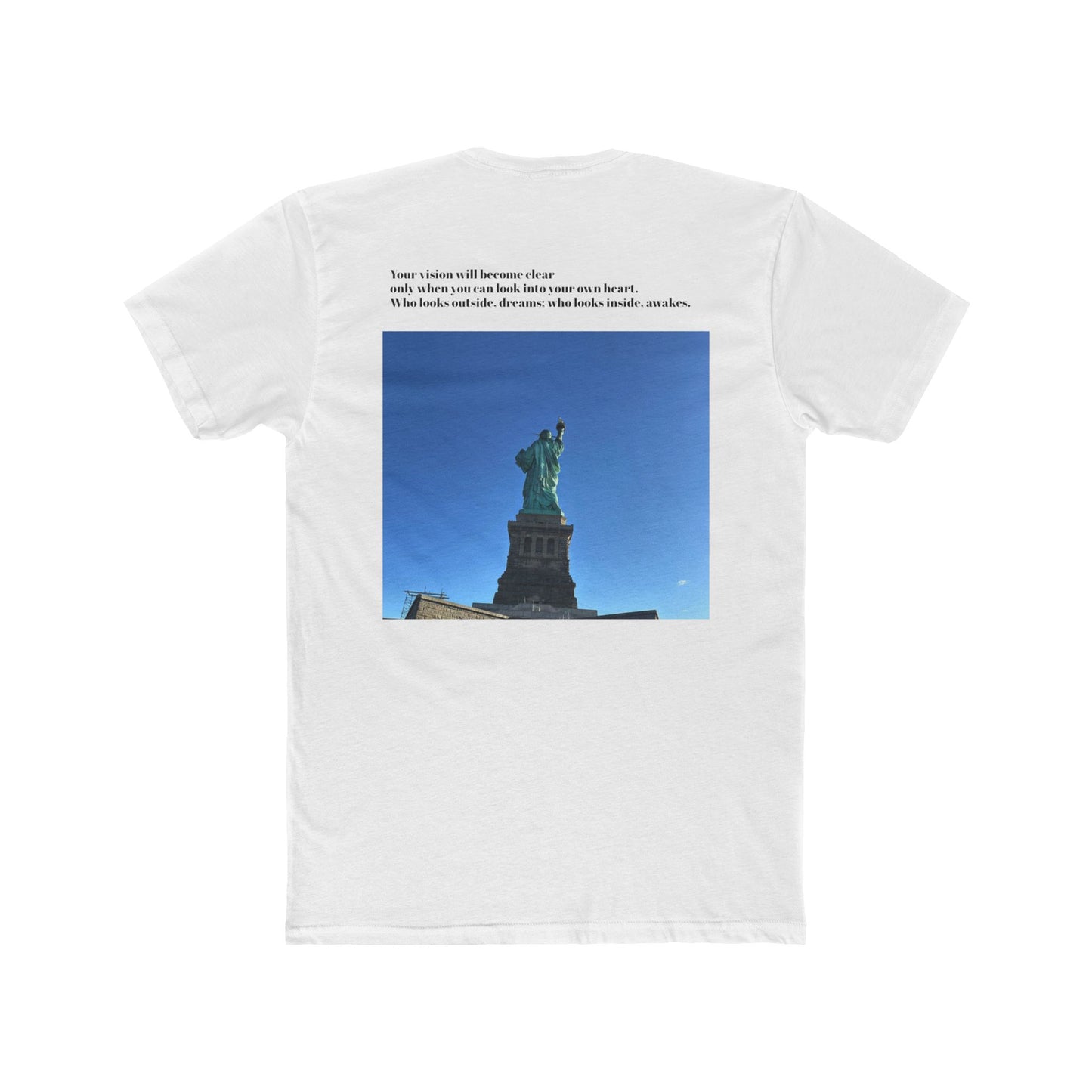 Unisex Cotton Crew Tee - Statue of Liberty Graphic with Inspirational Quote