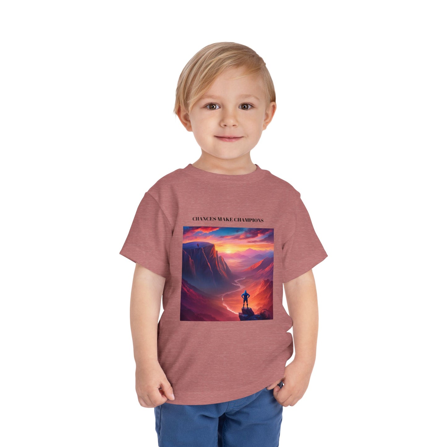 Inspirational Toddler Short Sleeve Tee - "Chances Make Champions" Adventure Design