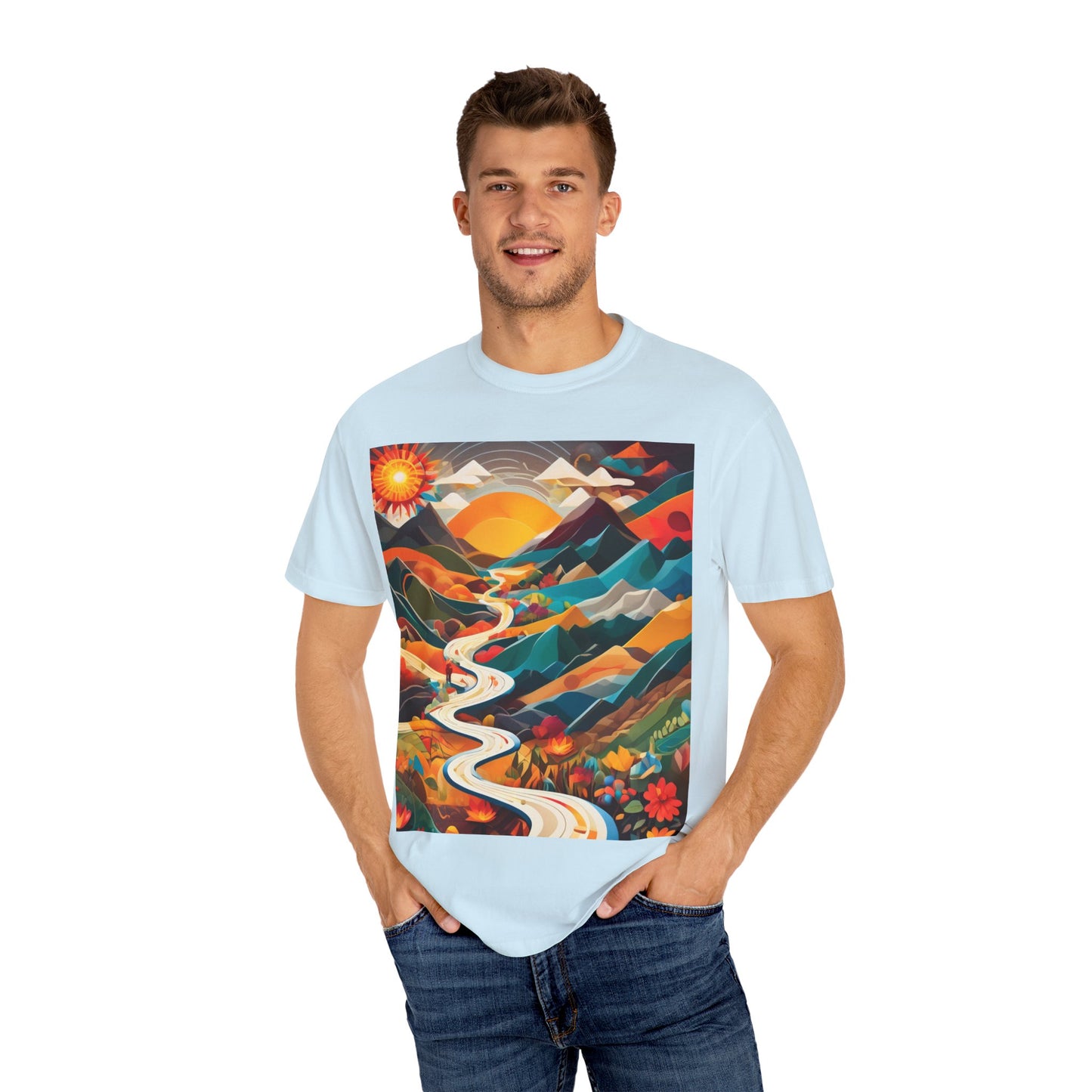 Adventure Journey Unisex Garment-Dyed T-shirt - Colorful Nature Design