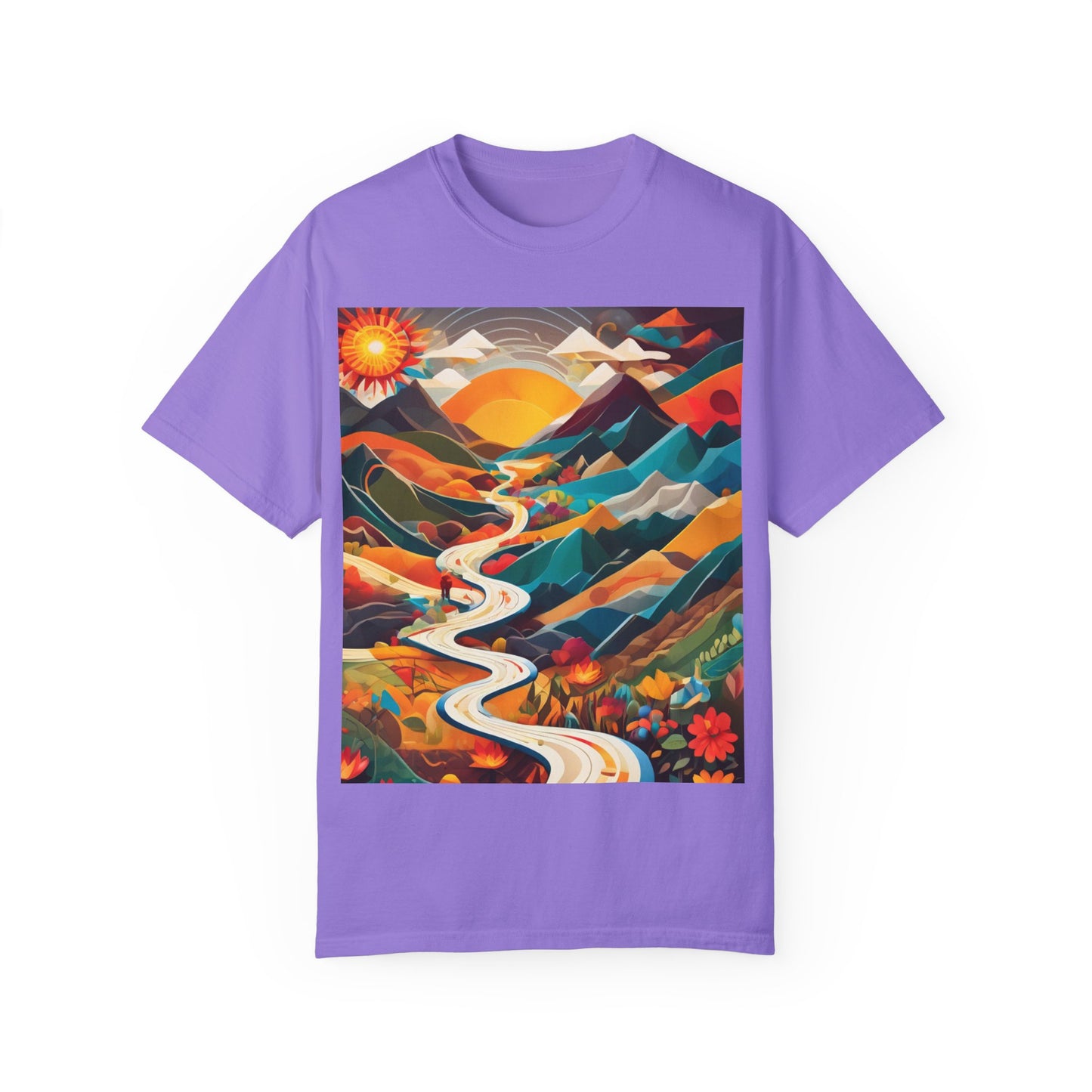 Adventure Journey Unisex Garment-Dyed T-shirt - Colorful Nature Design