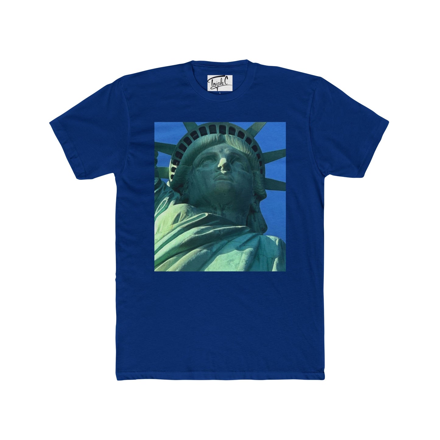 Unisex Cotton Crew Tee - Statue of Liberty Graphic with Inspirational Quote