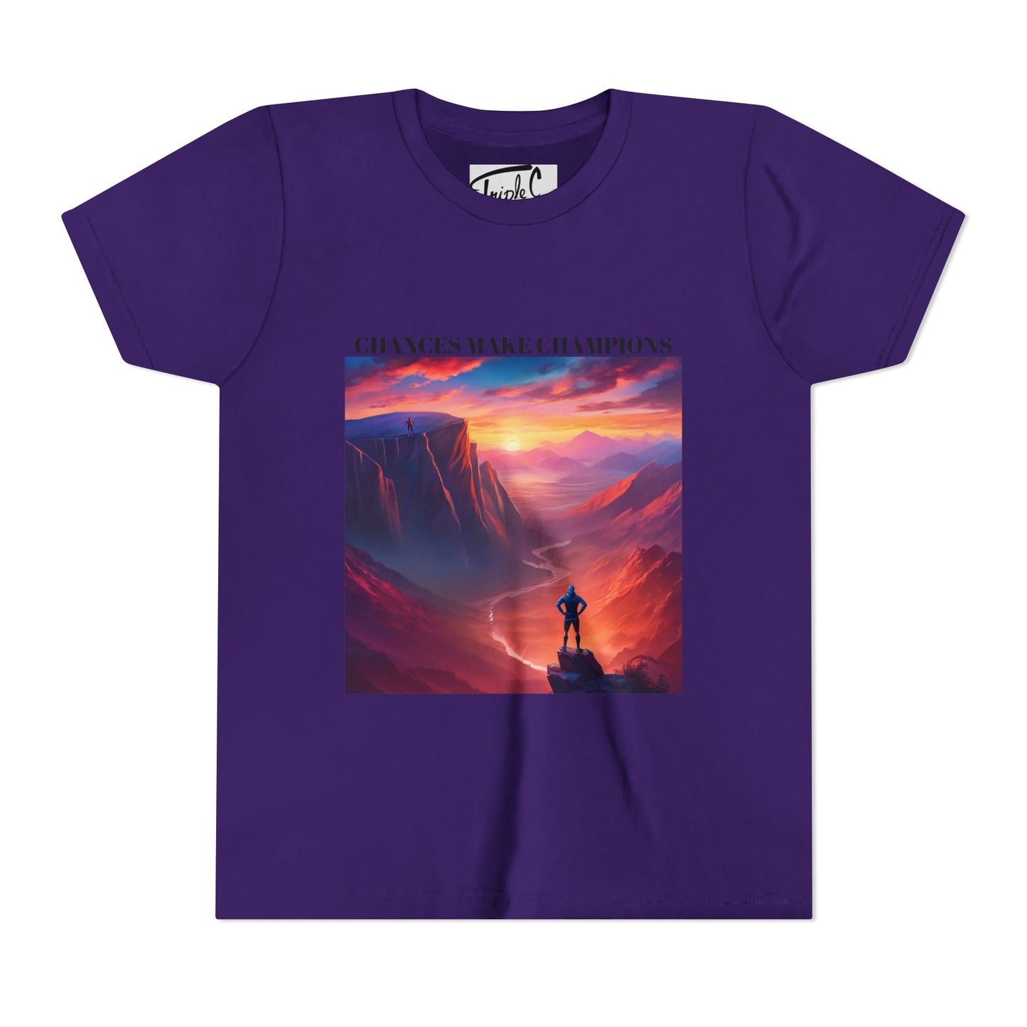 Youth Short Sleeve Tee - Inspirational Art with 'Chances Make Champions' Design