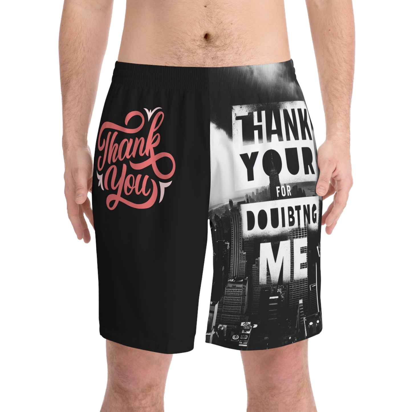 Men's Beach Shorts - Progress Over Perfection, Thank You, Summer Swimwear, Vacation Essentials, Casual Outdoor Shorts