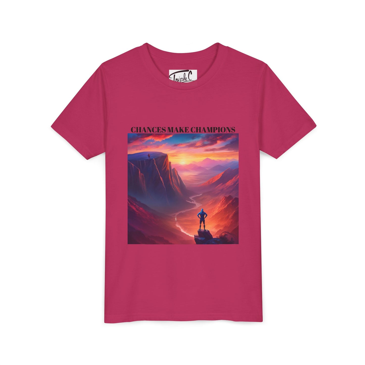 Youth Short Sleeve Tee - Inspirational Art with 'Chances Make Champions' Design
