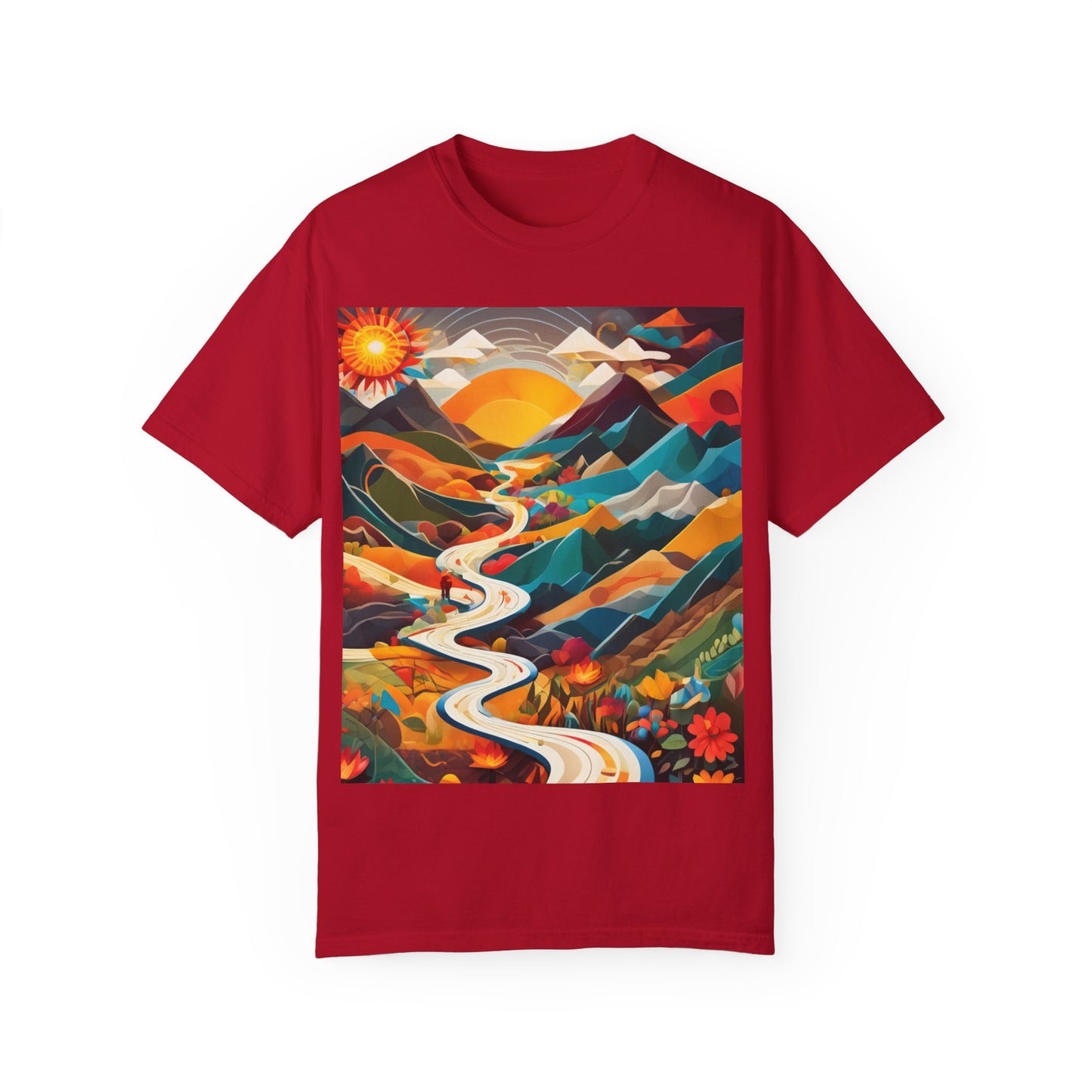 Adventure Journey Unisex Garment-Dyed T-shirt - Colorful Nature Design