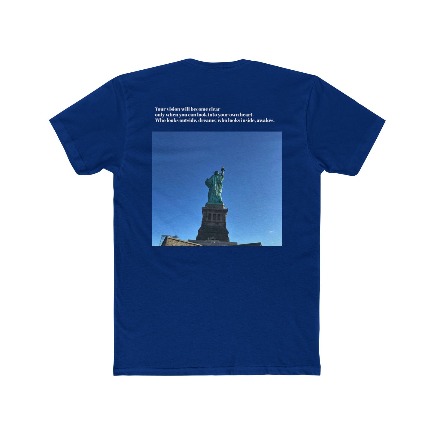 Unisex Cotton Crew Tee - Statue of Liberty Graphic with Inspirational Quote