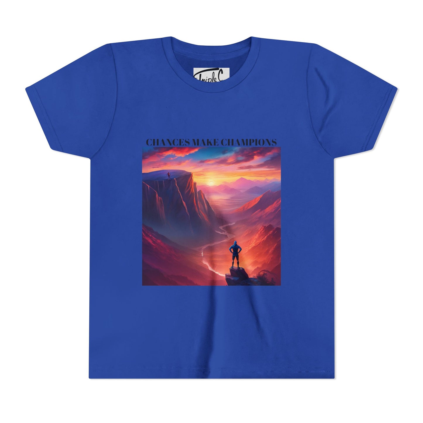 Youth Short Sleeve Tee - Inspirational Art with 'Chances Make Champions' Design