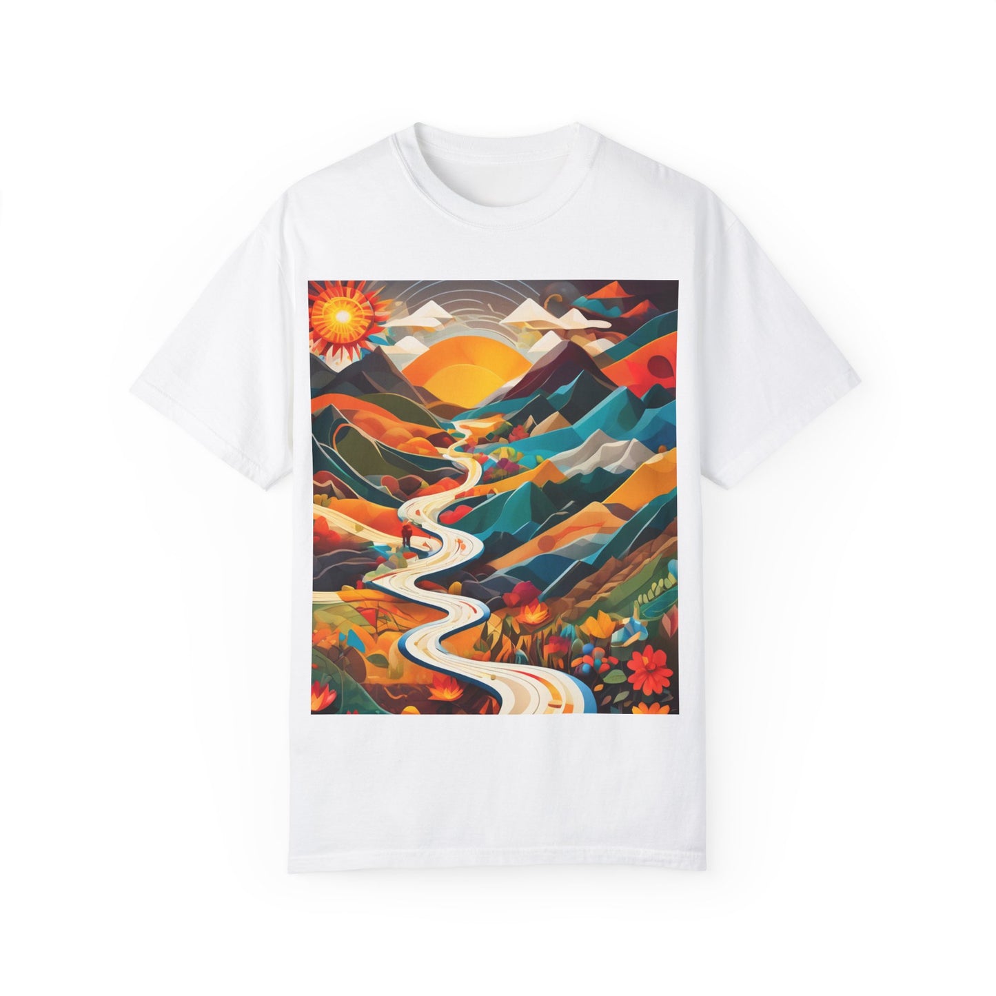 Adventure Journey Unisex Garment-Dyed T-shirt - Colorful Nature Design
