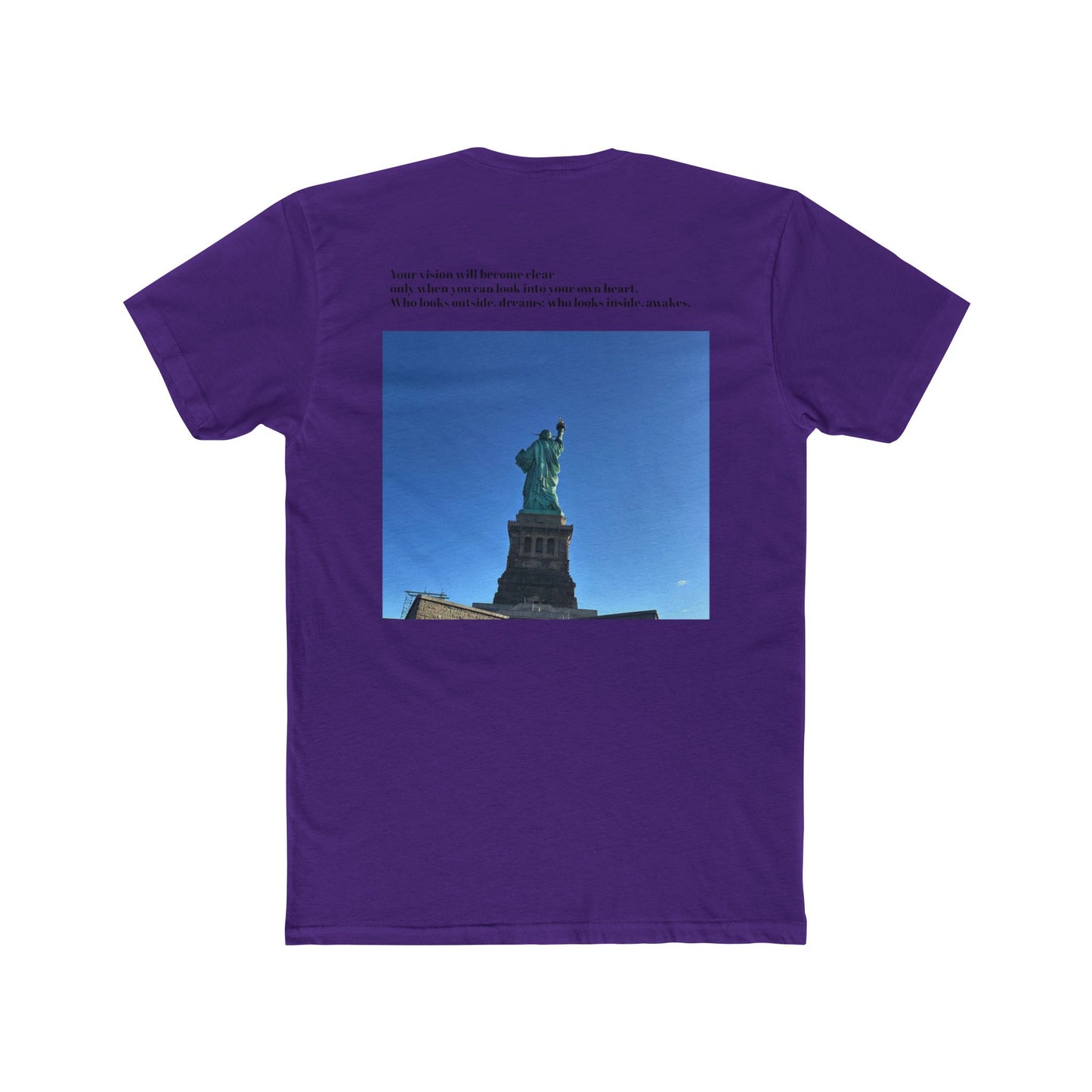 Unisex Cotton Crew Tee - Statue of Liberty Graphic with Inspirational Quote