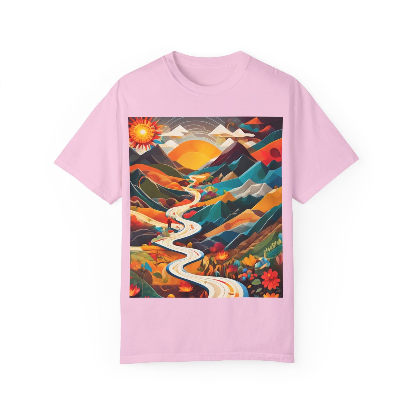 Adventure Journey Unisex Garment-Dyed T-shirt - Colorful Nature Design