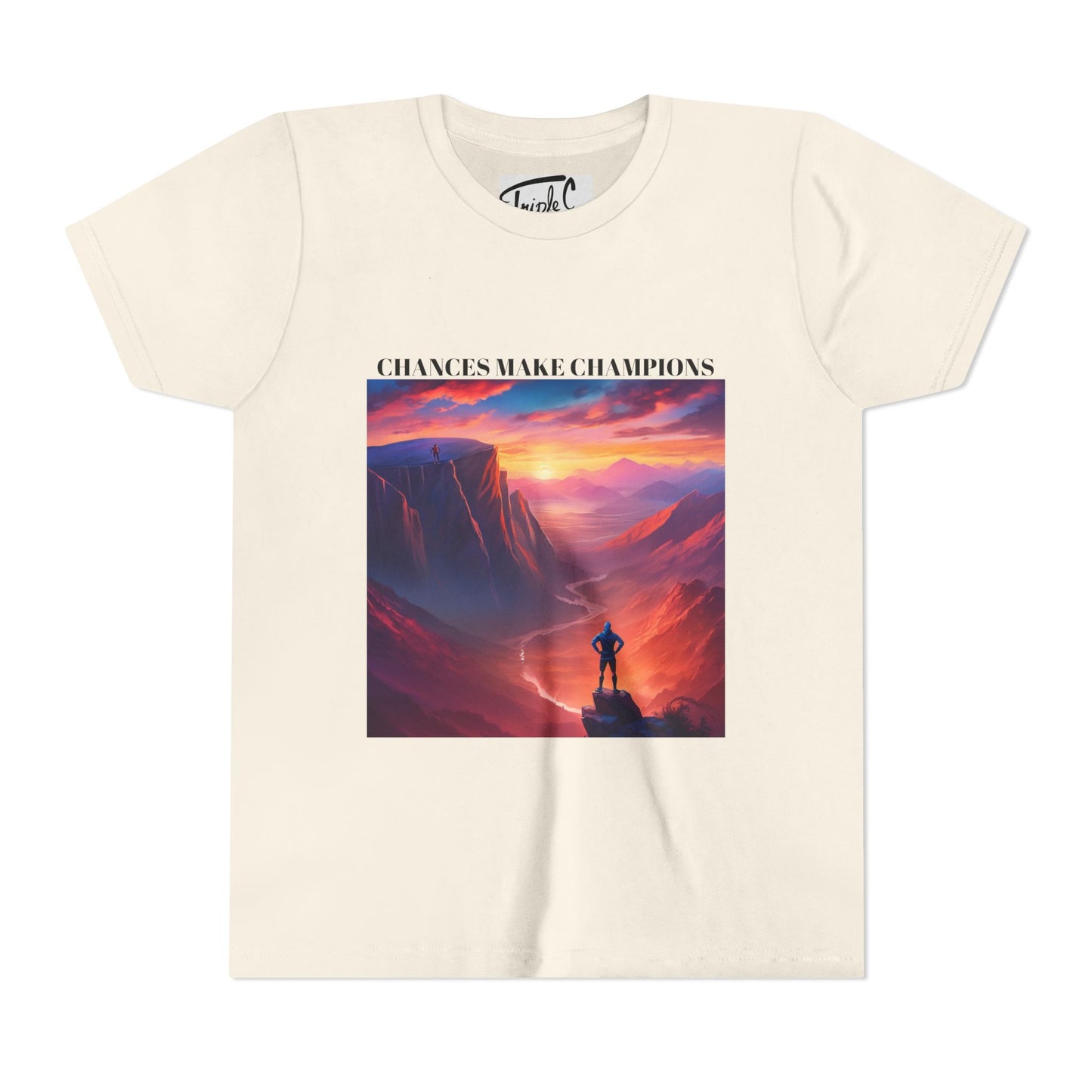Youth Short Sleeve Tee - Inspirational Art with 'Chances Make Champions' Design