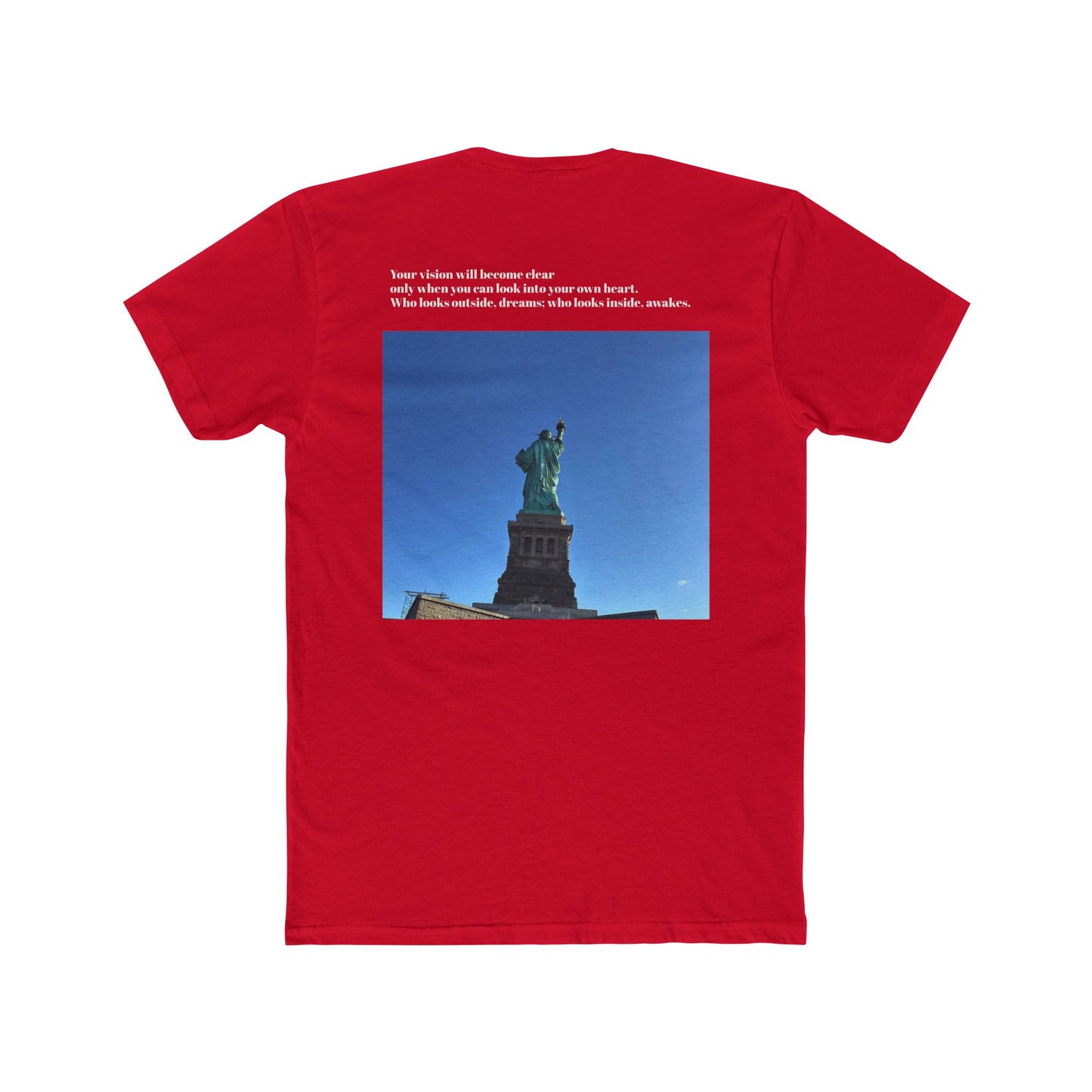 Unisex Cotton Crew Tee - Statue of Liberty Graphic with Inspirational Quote