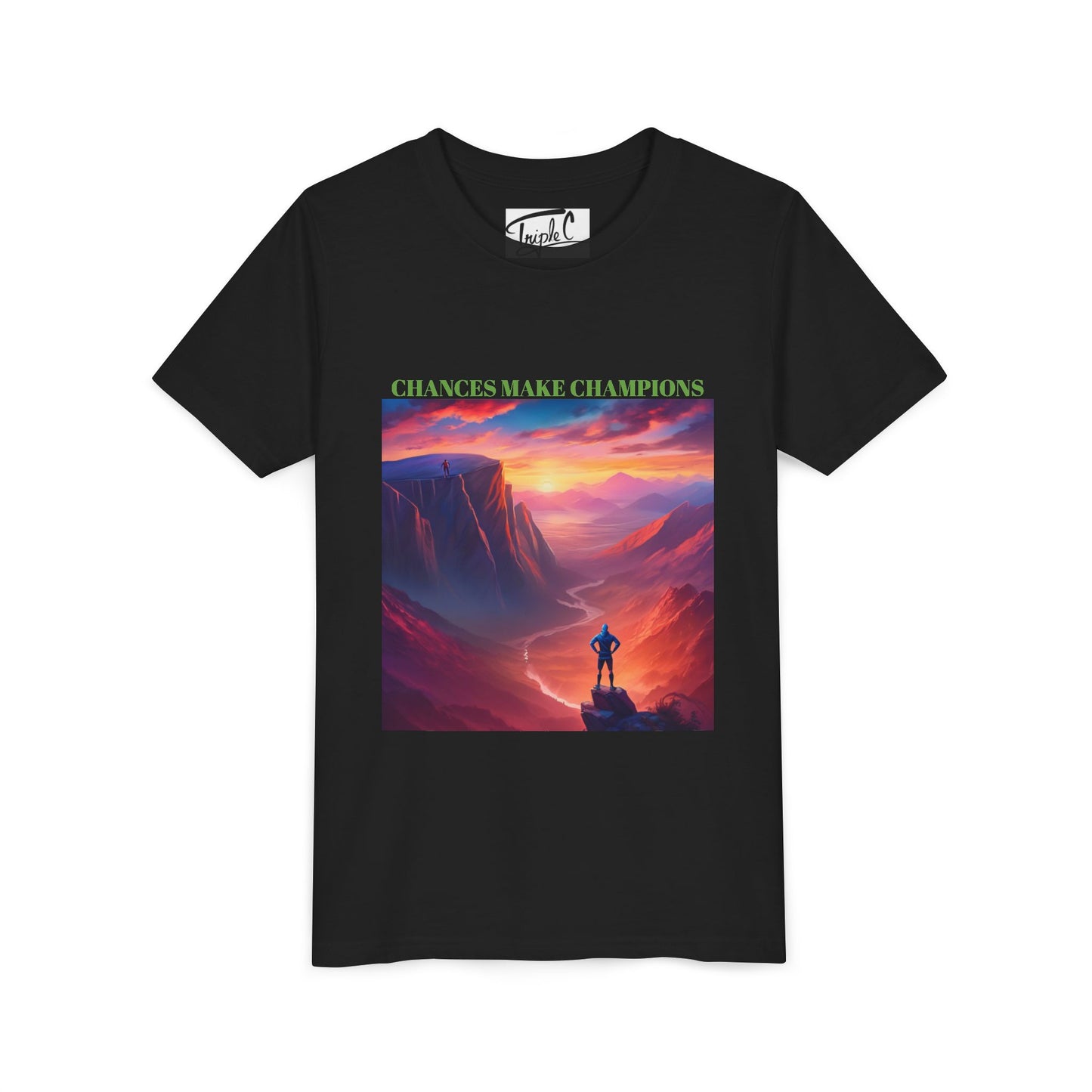 Youth Short Sleeve Tee - Inspirational Art with 'Chances Make Champions' Design