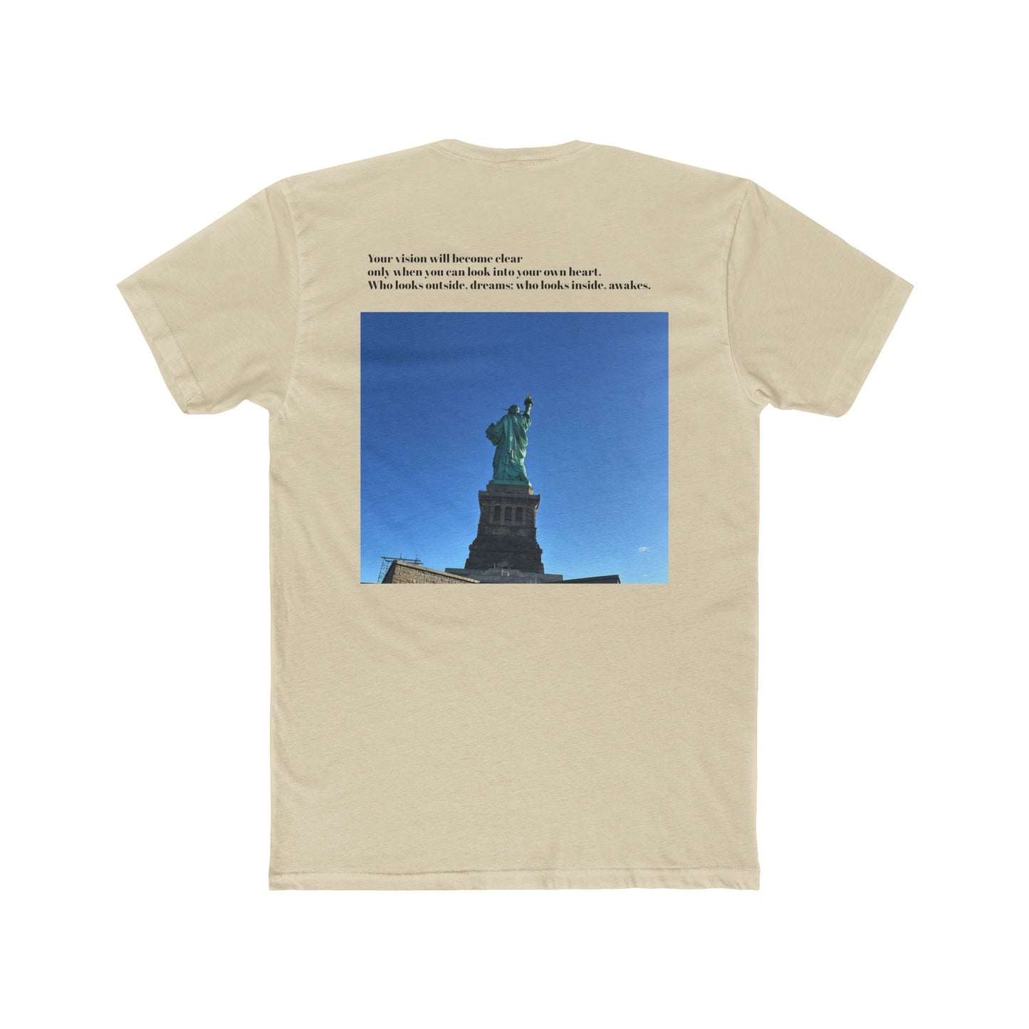 Unisex Cotton Crew Tee - Statue of Liberty Graphic with Inspirational Quote