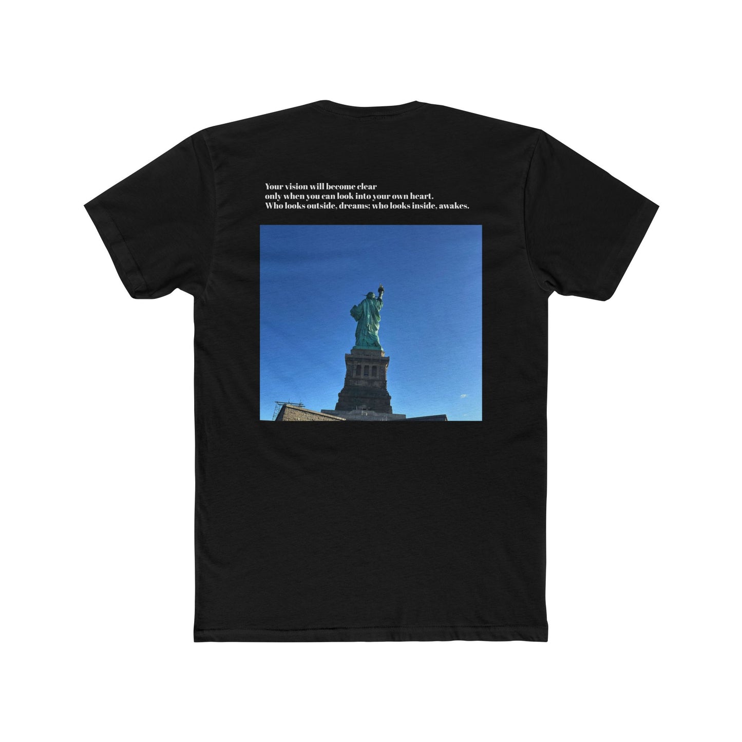 Unisex Cotton Crew Tee - Statue of Liberty Graphic with Inspirational Quote