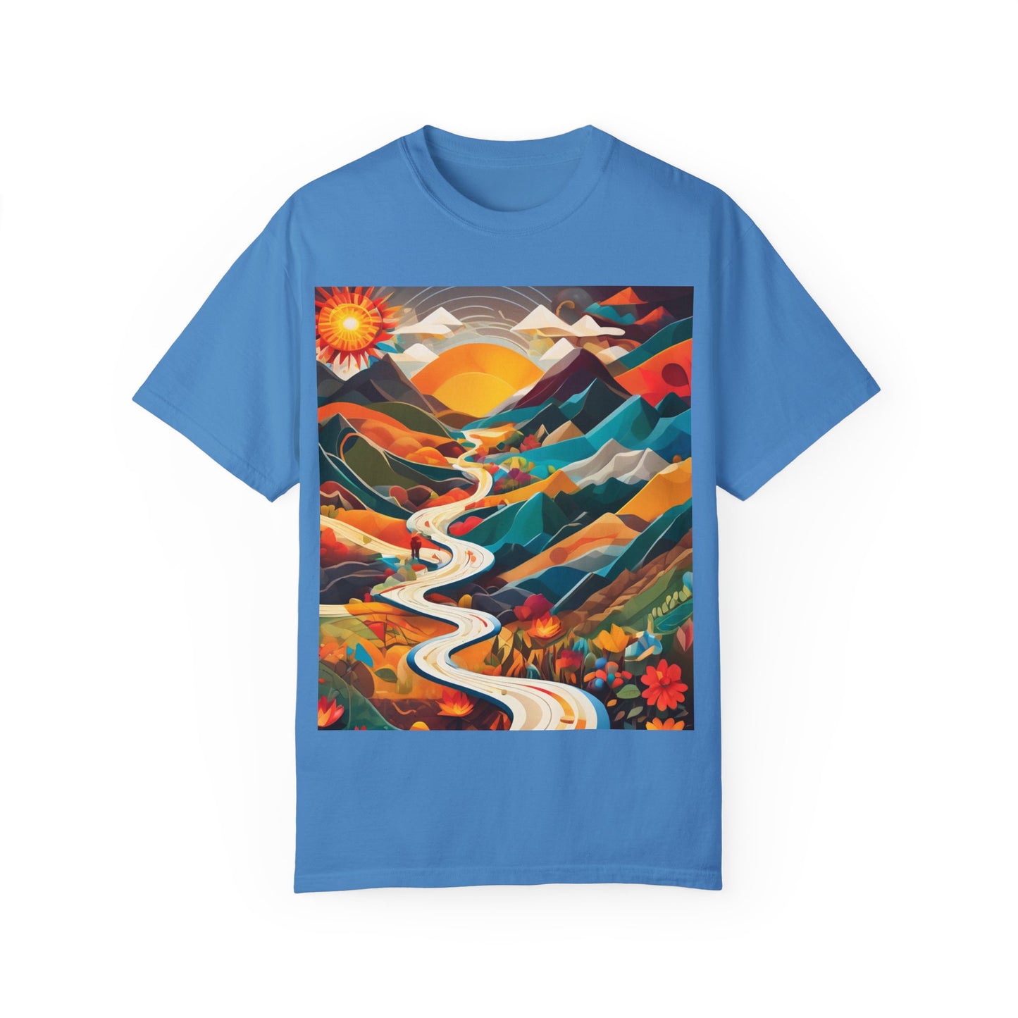 Adventure Journey Unisex Garment-Dyed T-shirt - Colorful Nature Design