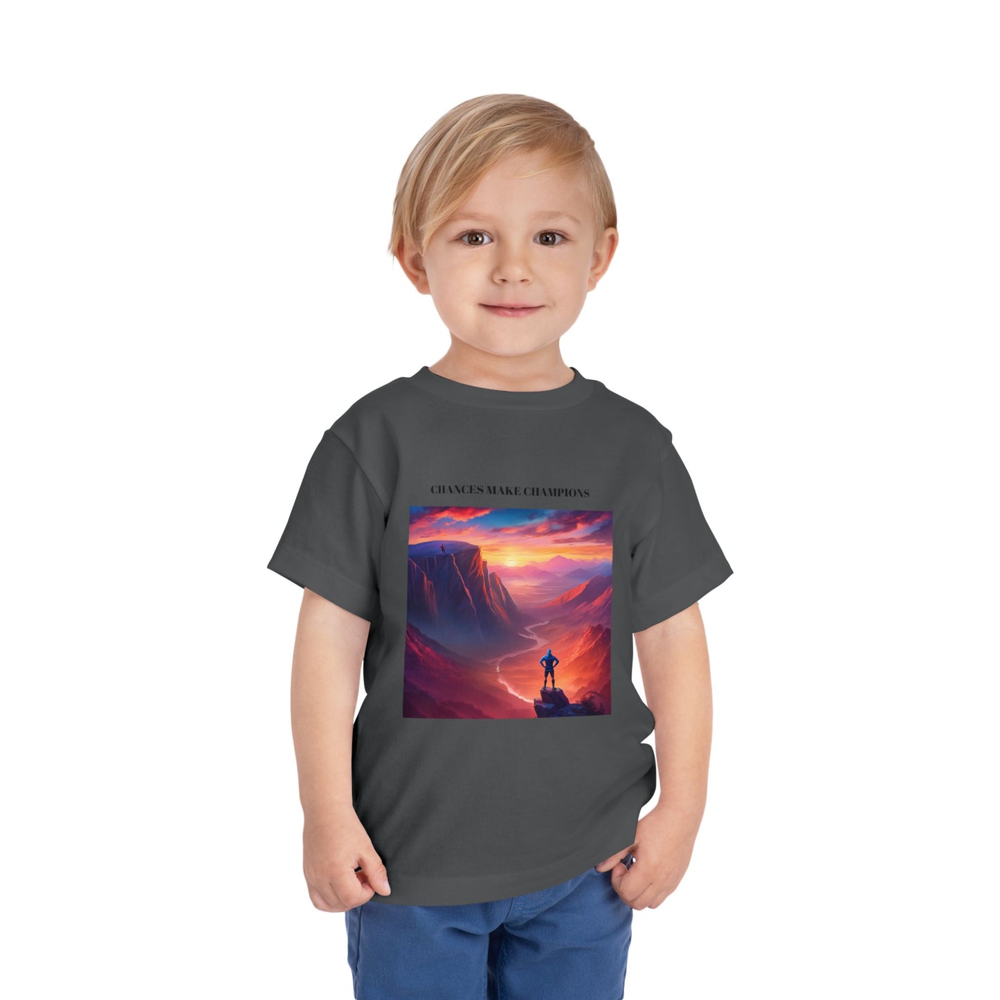 Inspirational Toddler Short Sleeve Tee - "Chances Make Champions" Adventure Design