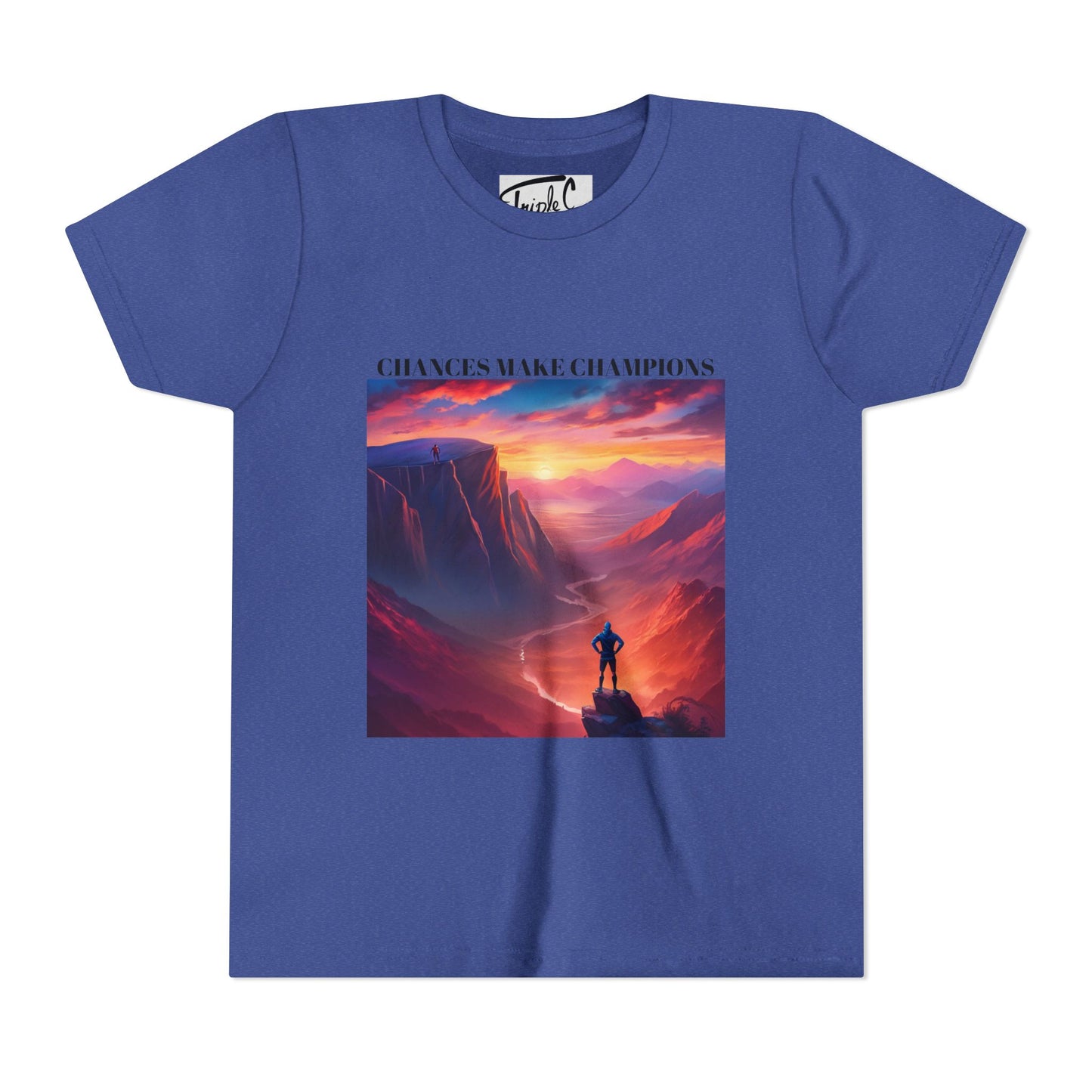 Youth Short Sleeve Tee - Inspirational Art with 'Chances Make Champions' Design