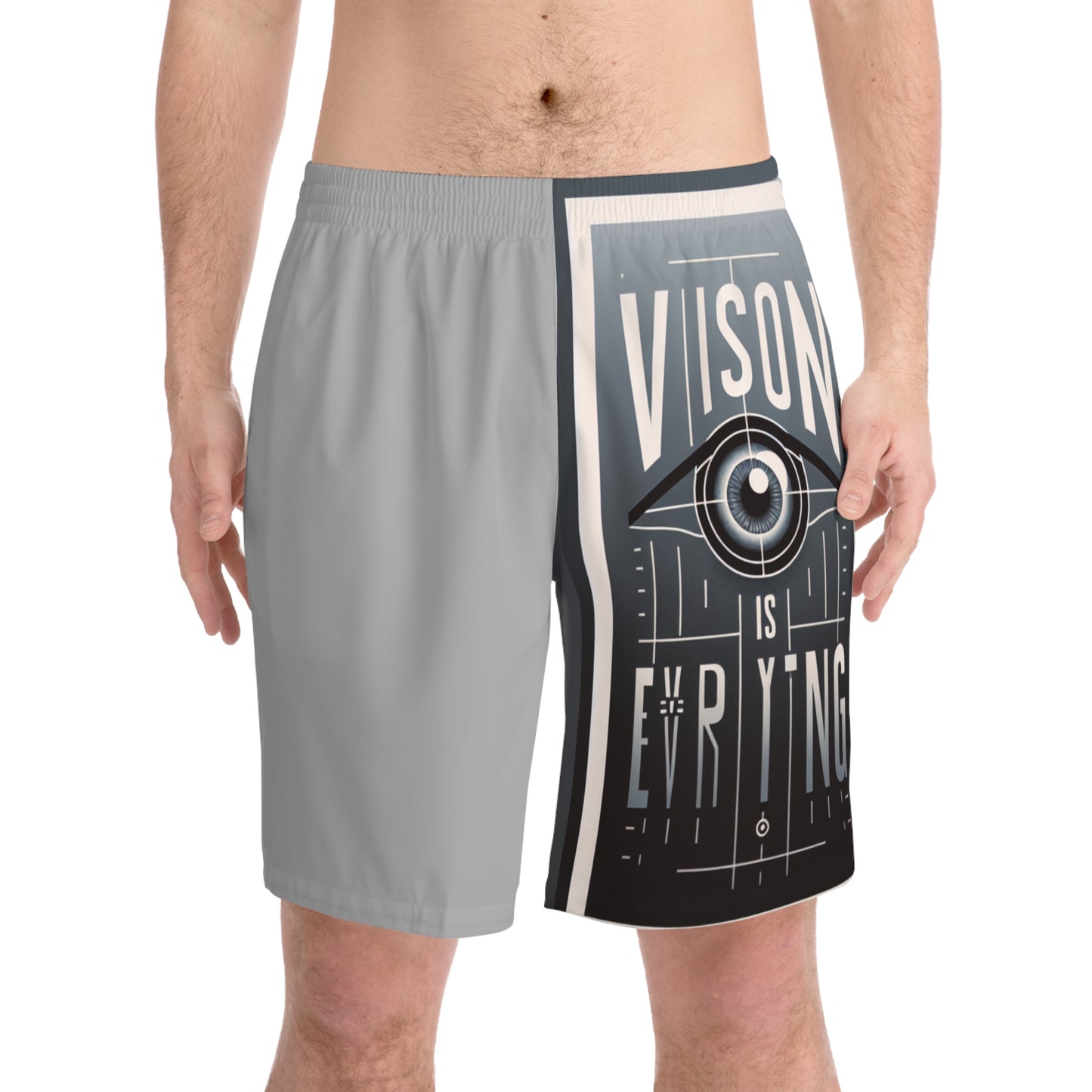Men's Vision Is Everything Beach Shorts - Elastic Swimwear for Summer, Beach Day, Vacation, Pool Party, Relaxation