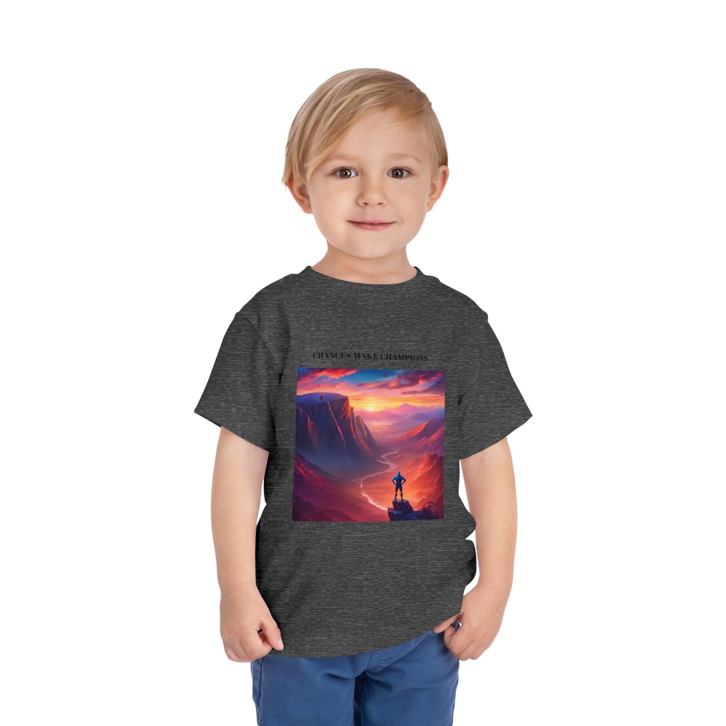 Inspirational Toddler Short Sleeve Tee - "Chances Make Champions" Adventure Design