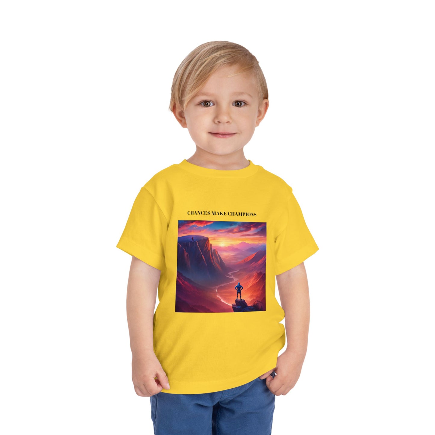 Inspirational Toddler Short Sleeve Tee - "Chances Make Champions" Adventure Design