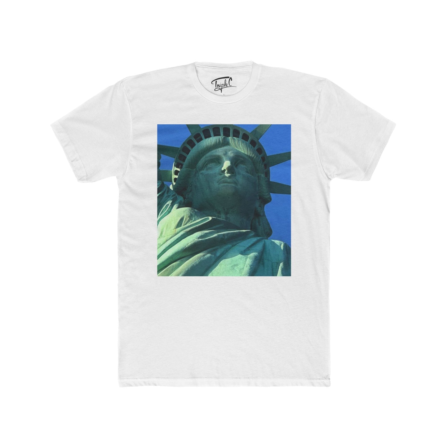 Unisex Cotton Crew Tee - Statue of Liberty Graphic with Inspirational Quote
