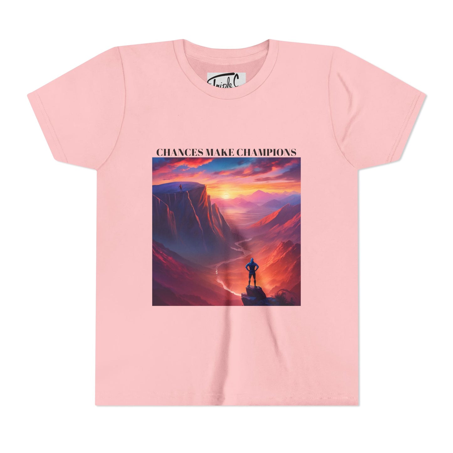 Youth Short Sleeve Tee - Inspirational Art with 'Chances Make Champions' Design