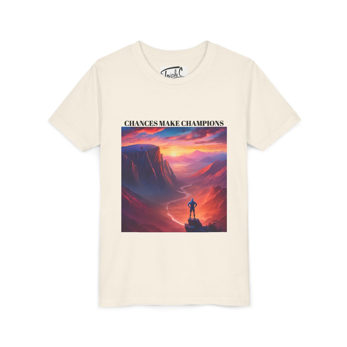 Youth Short Sleeve Tee - Inspirational Art with 'Chances Make Champions' Design