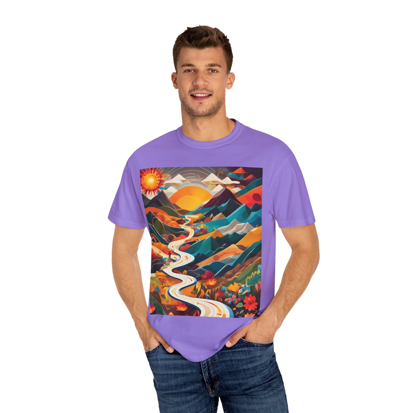 Adventure Journey Unisex Garment-Dyed T-shirt - Colorful Nature Design