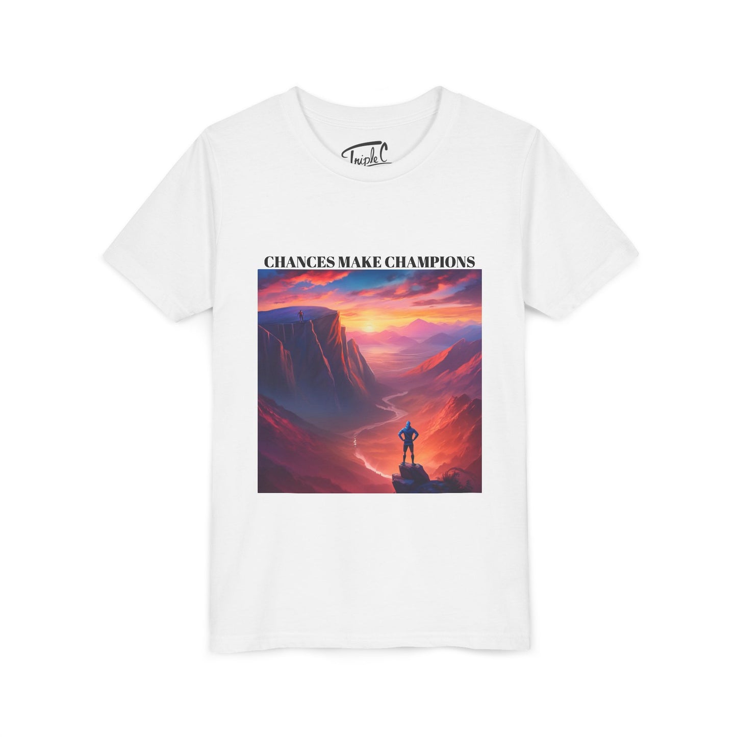 Youth Short Sleeve Tee - Inspirational Art with 'Chances Make Champions' Design