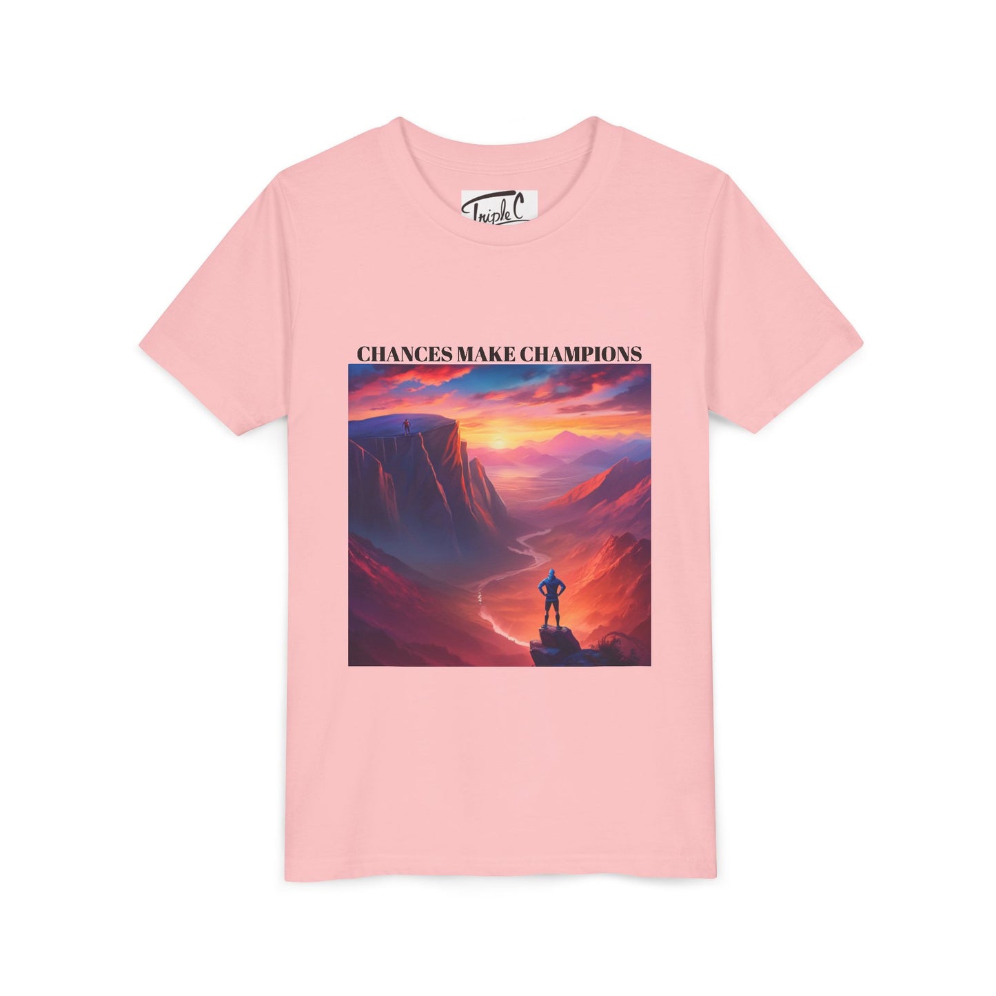 Youth Short Sleeve Tee - Inspirational Art with 'Chances Make Champions' Design