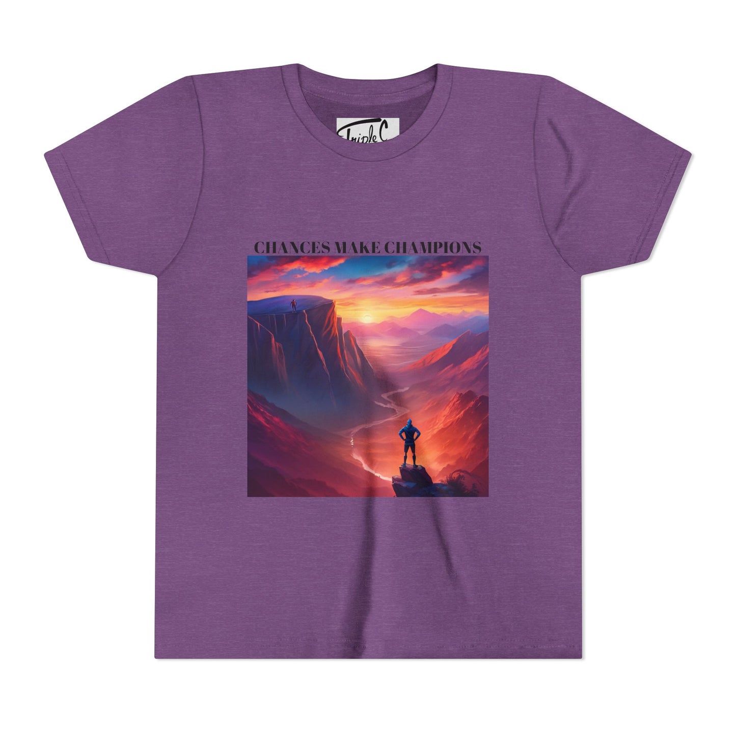 Youth Short Sleeve Tee - Inspirational Art with 'Chances Make Champions' Design