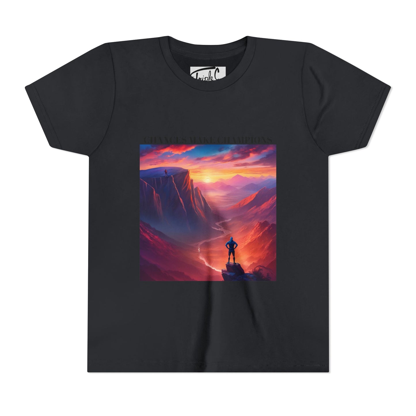 Youth Short Sleeve Tee - Inspirational Art with 'Chances Make Champions' Design