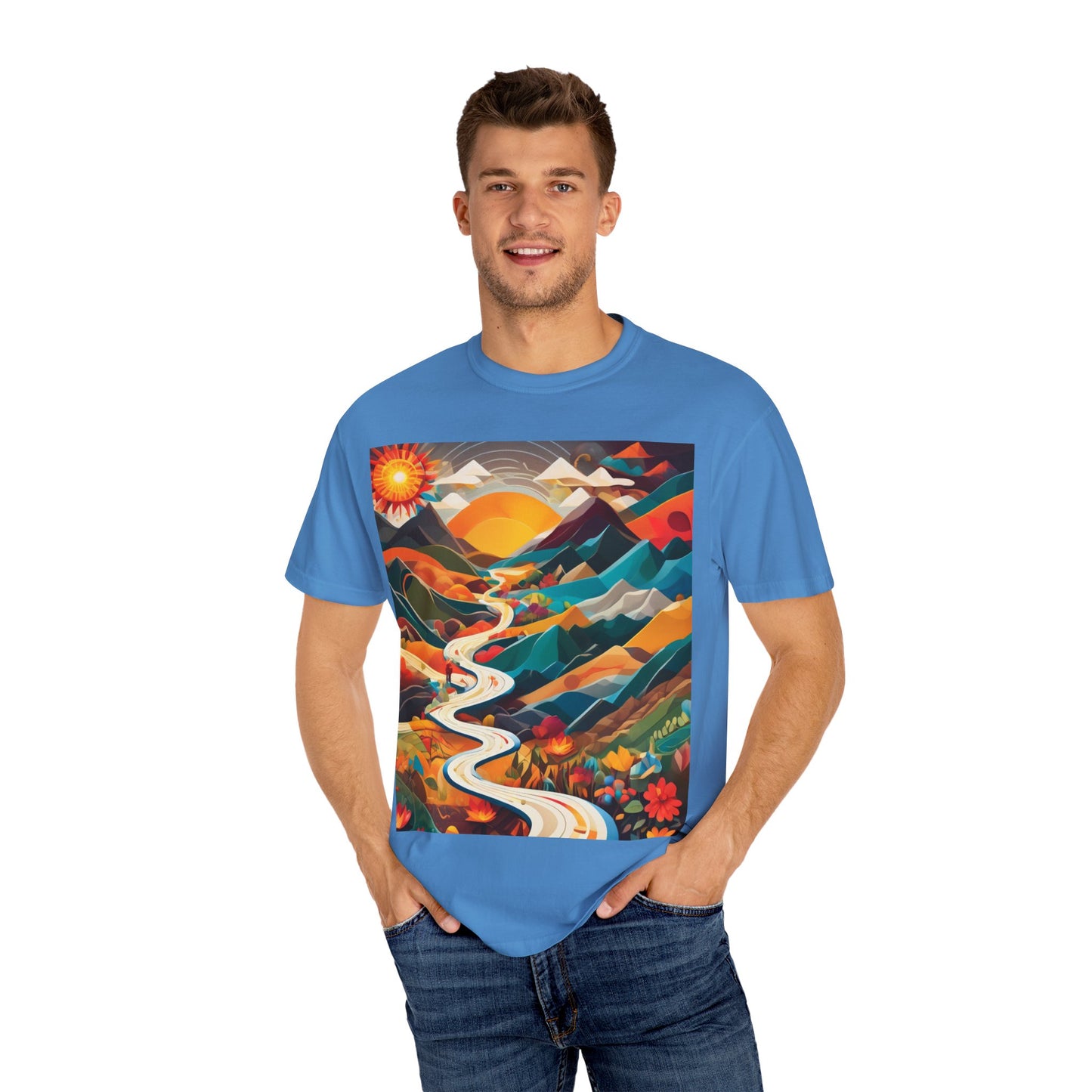 Adventure Journey Unisex Garment-Dyed T-shirt - Colorful Nature Design