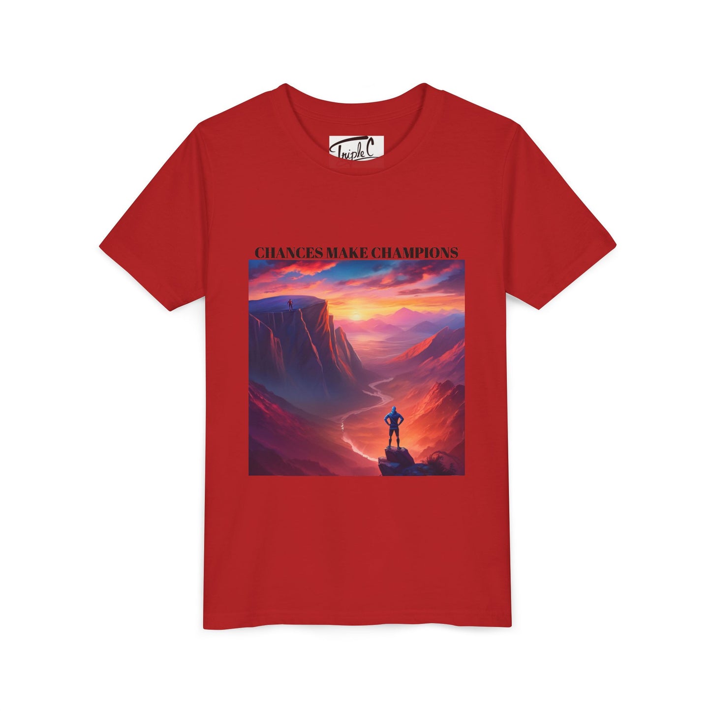 Youth Short Sleeve Tee - Inspirational Art with 'Chances Make Champions' Design