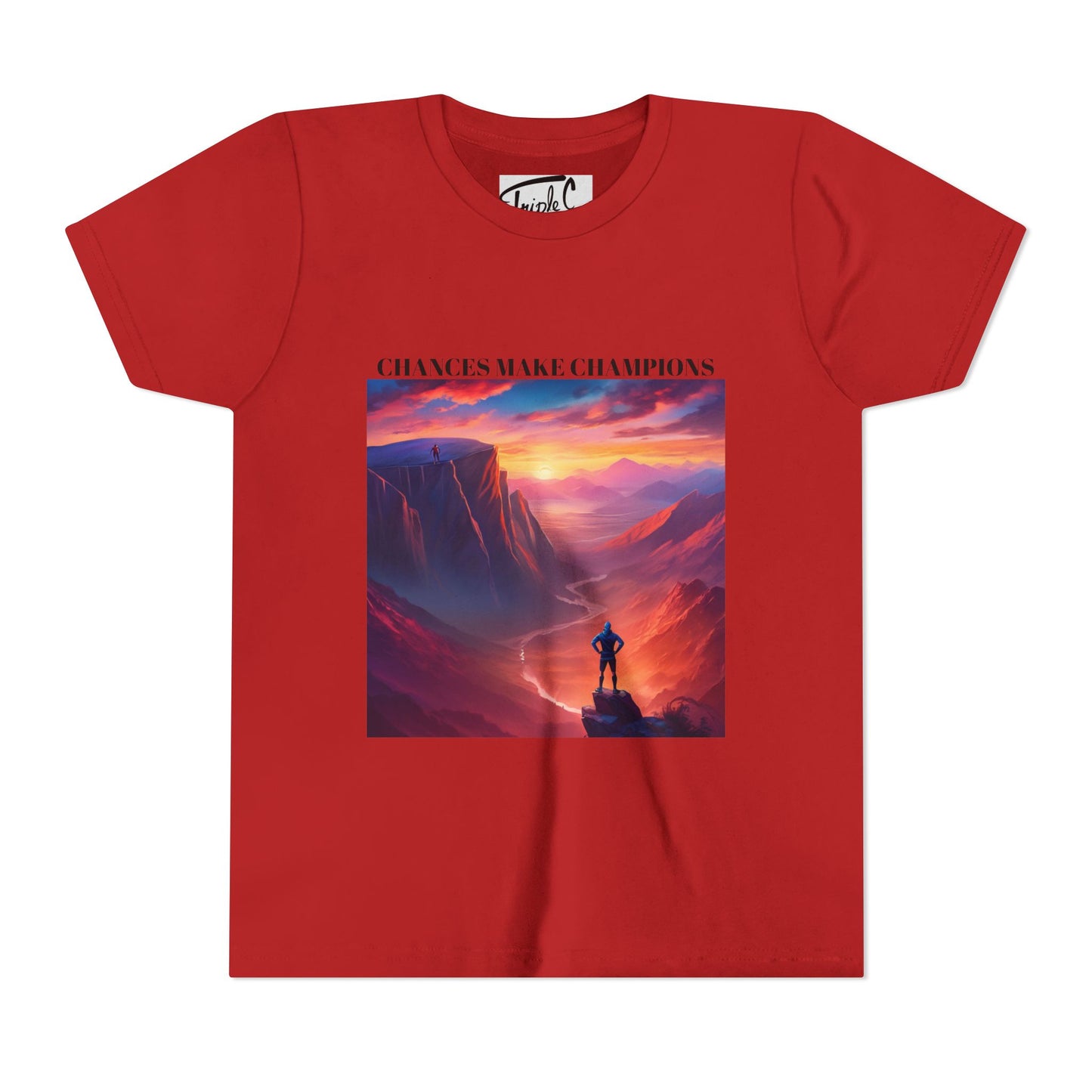 Youth Short Sleeve Tee - Inspirational Art with 'Chances Make Champions' Design