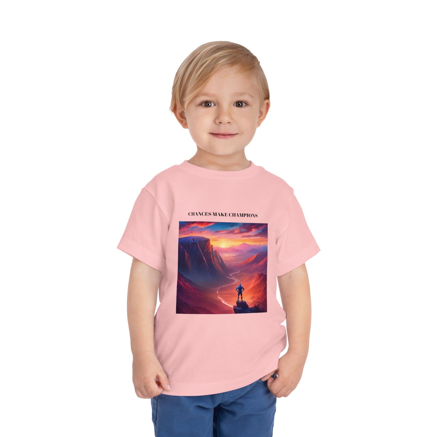 Inspirational Toddler Short Sleeve Tee - "Chances Make Champions" Adventure Design