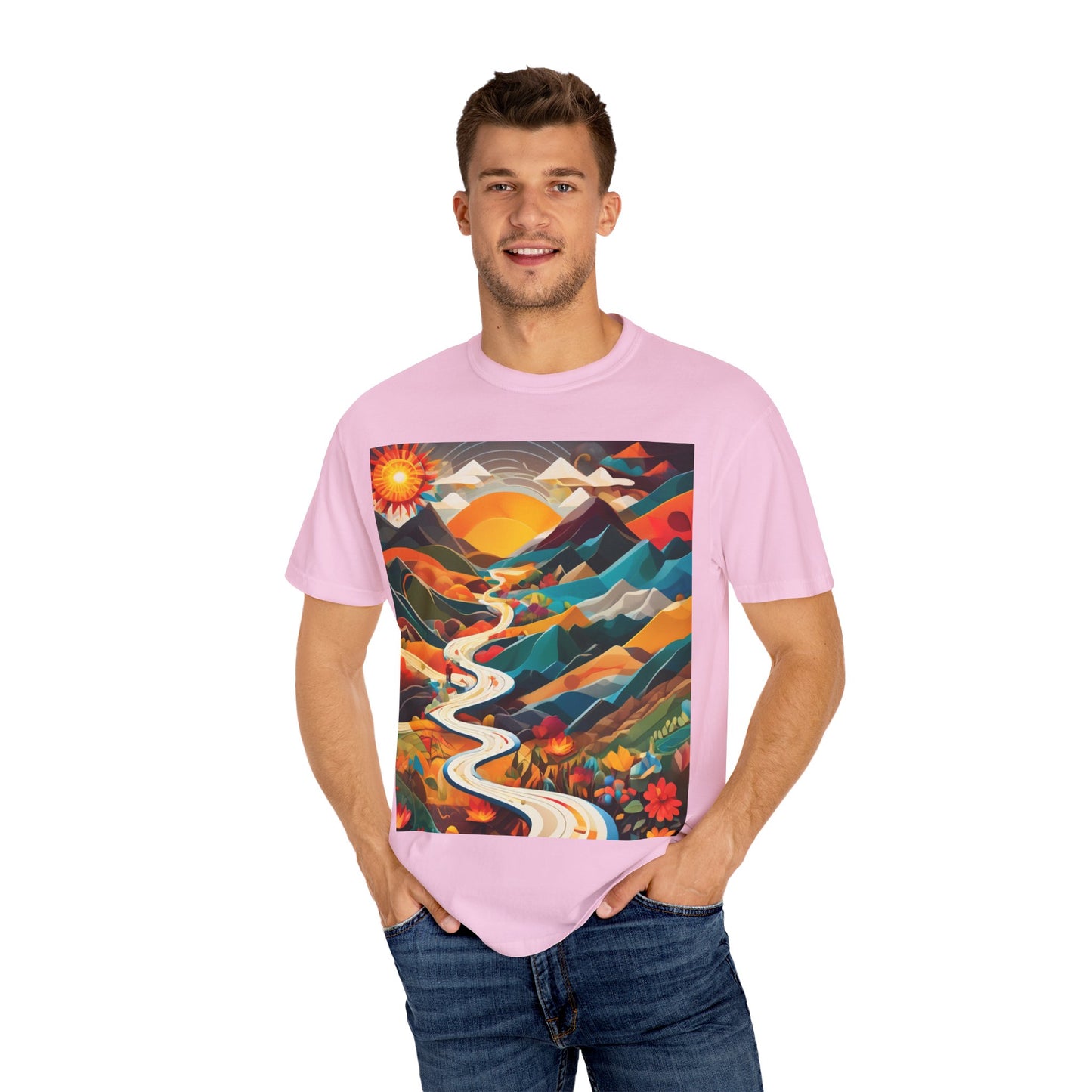 Adventure Journey Unisex Garment-Dyed T-shirt - Colorful Nature Design