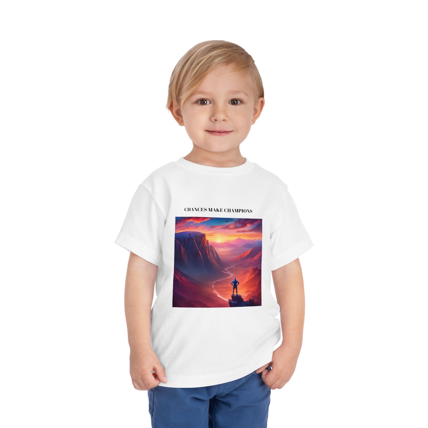Inspirational Toddler Short Sleeve Tee - "Chances Make Champions" Adventure Design