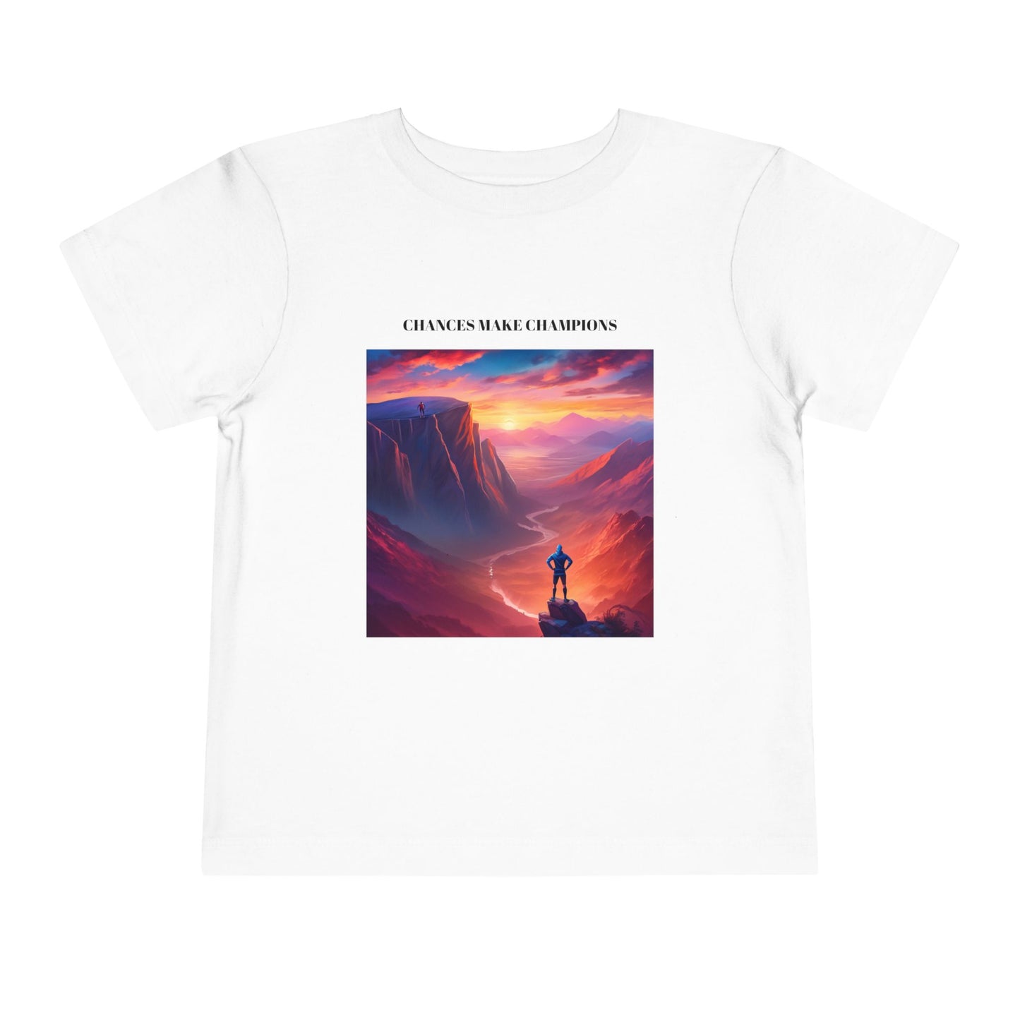 Inspirational Toddler Short Sleeve Tee - "Chances Make Champions" Adventure Design