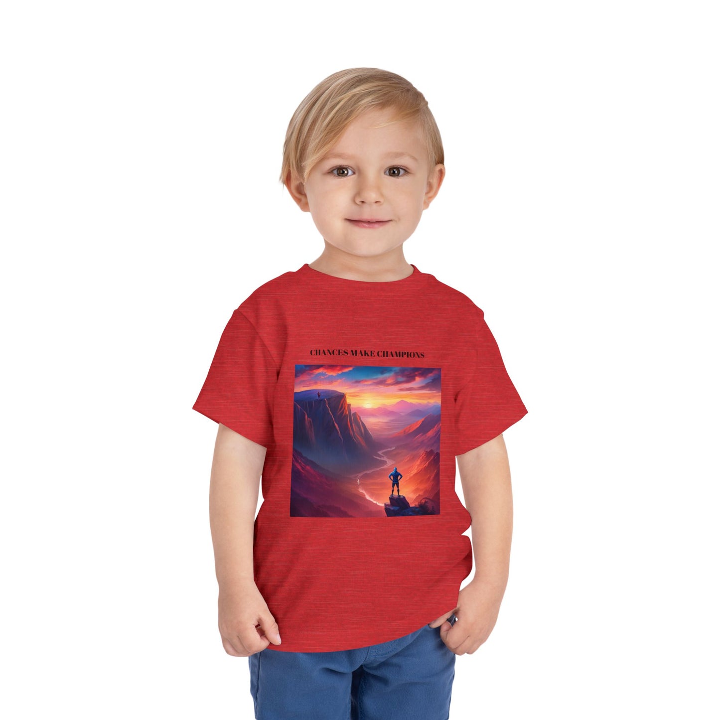 Inspirational Toddler Short Sleeve Tee - "Chances Make Champions" Adventure Design