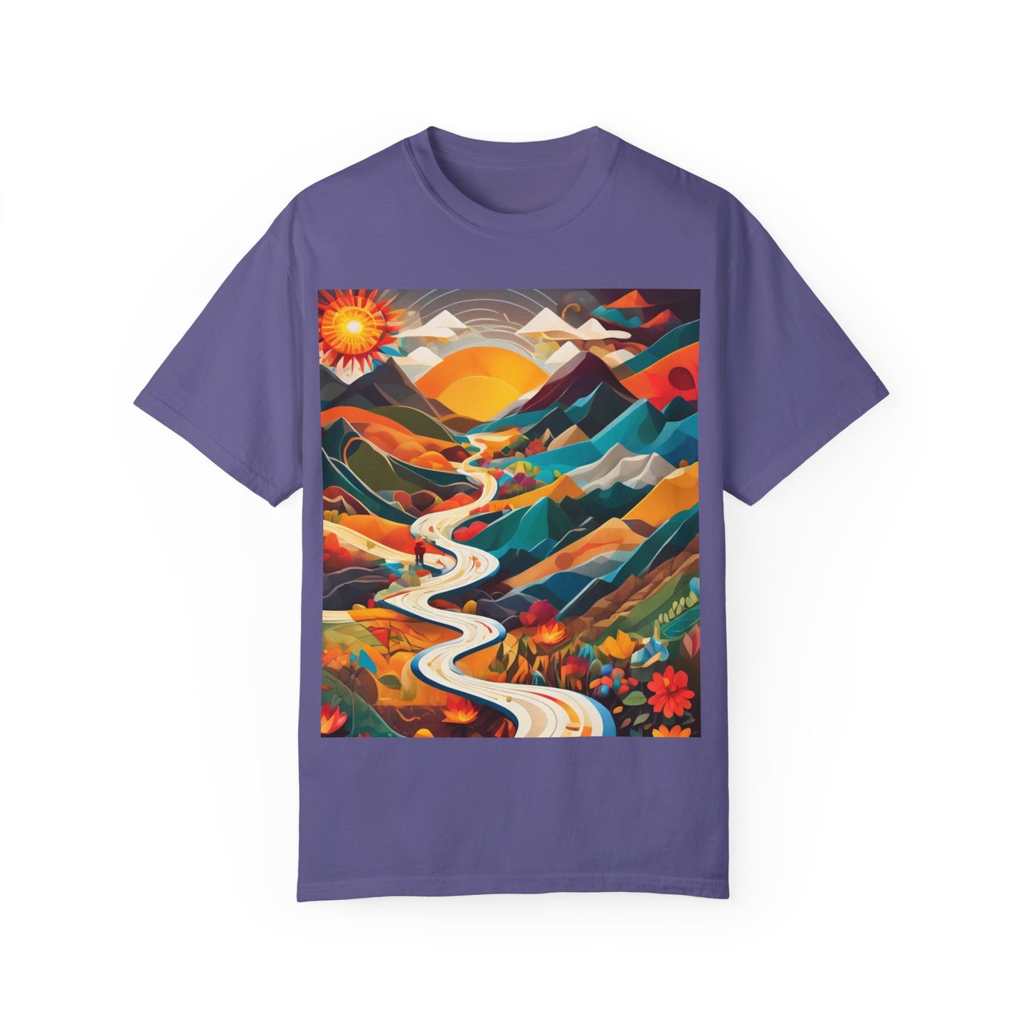 Adventure Journey Unisex Garment-Dyed T-shirt - Colorful Nature Design
