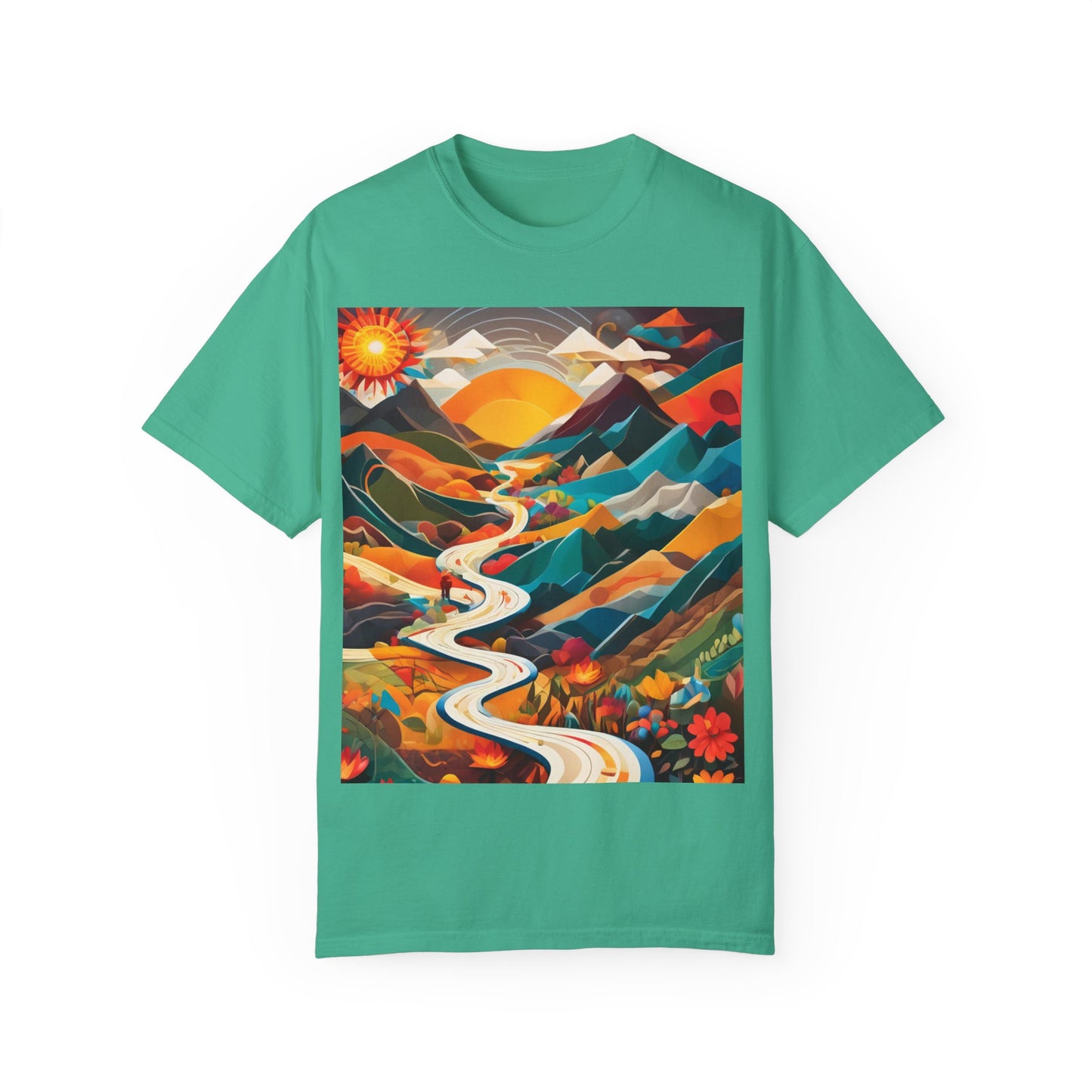 Adventure Journey Unisex Garment-Dyed T-shirt - Colorful Nature Design