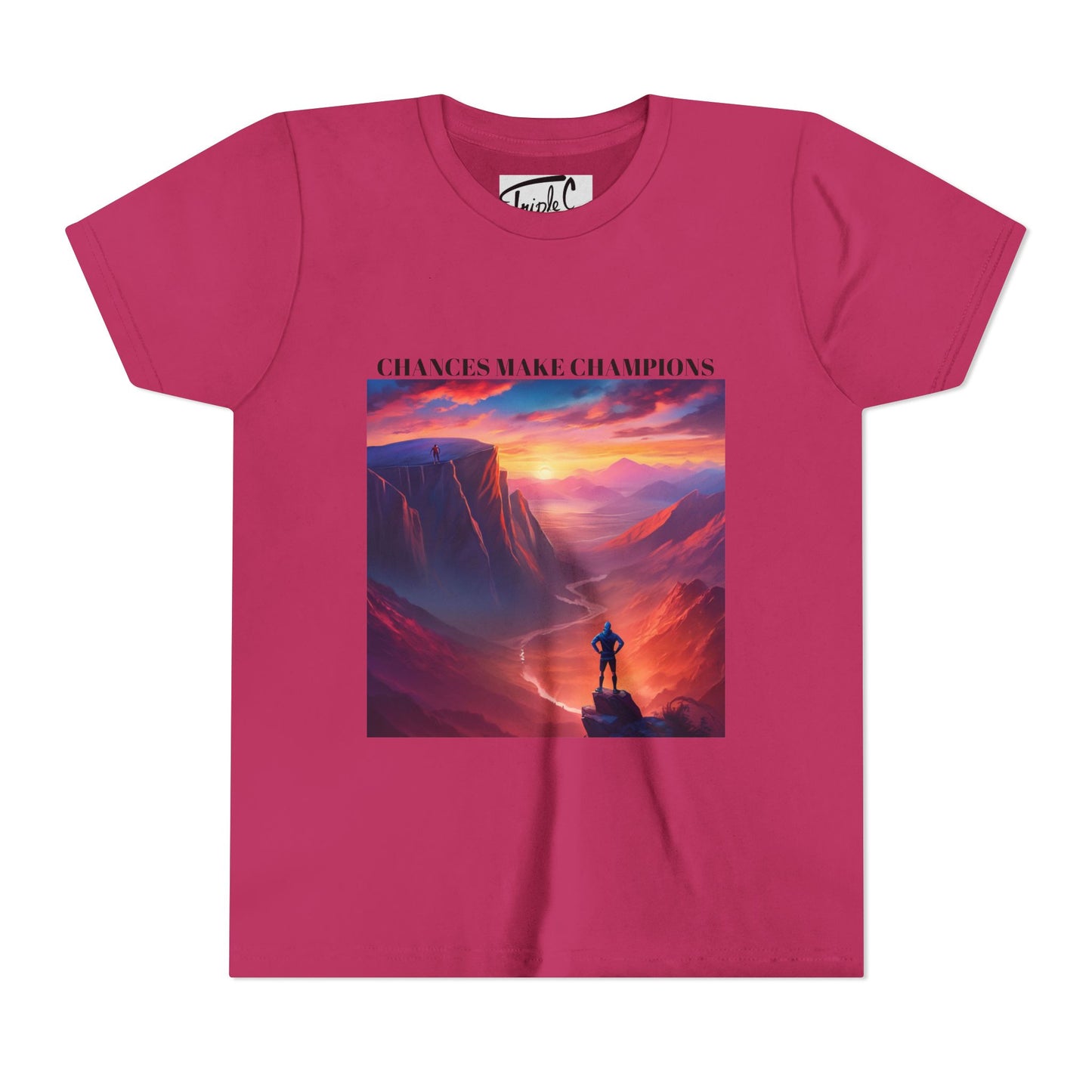 Youth Short Sleeve Tee - Inspirational Art with 'Chances Make Champions' Design