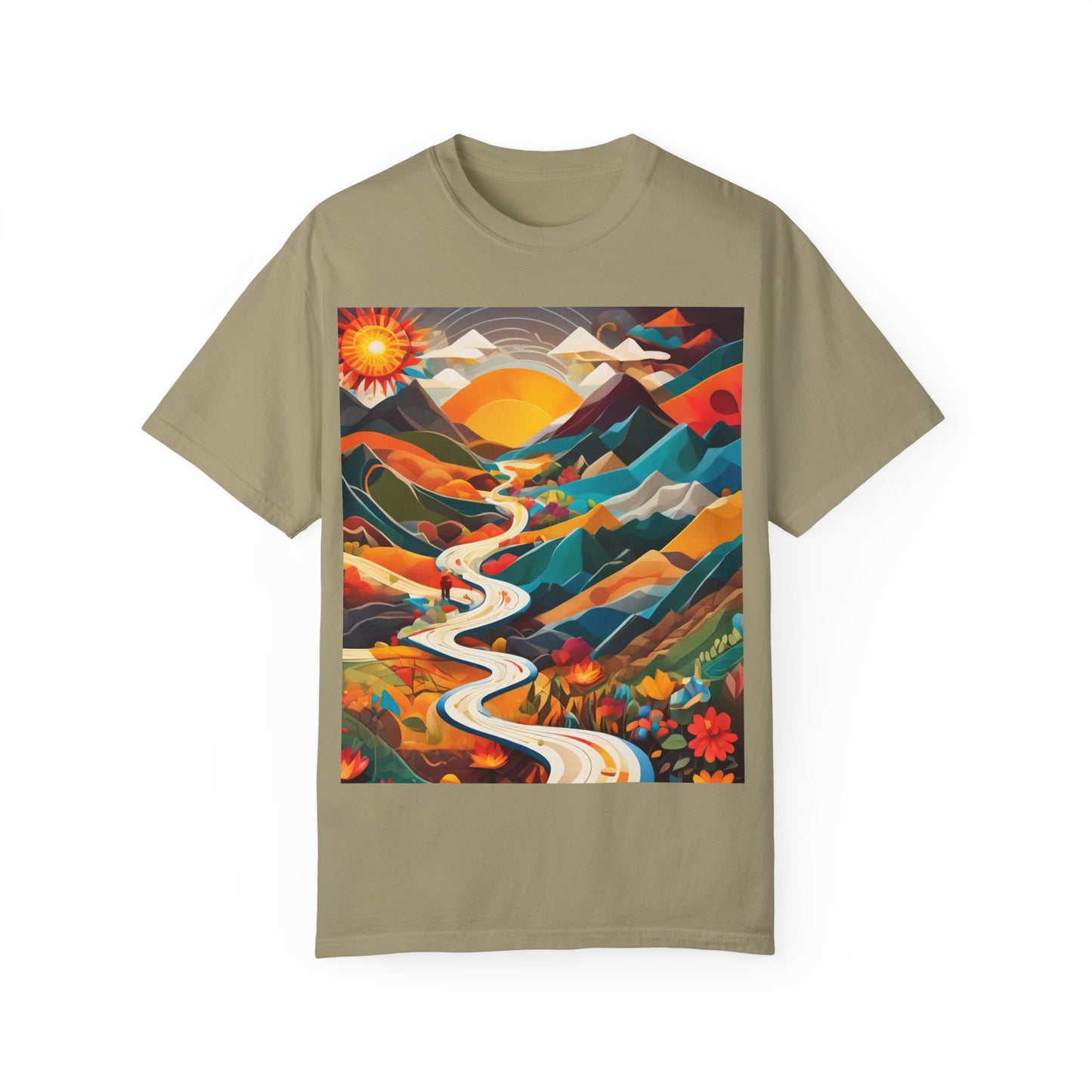 Adventure Journey Unisex Garment-Dyed T-shirt - Colorful Nature Design