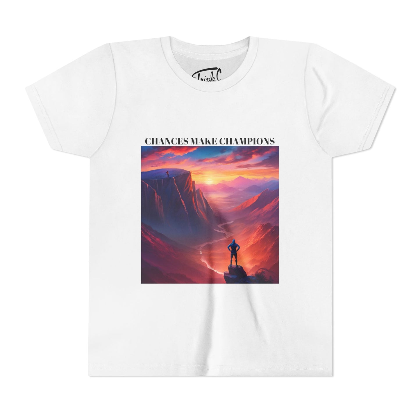 Youth Short Sleeve Tee - Inspirational Art with 'Chances Make Champions' Design