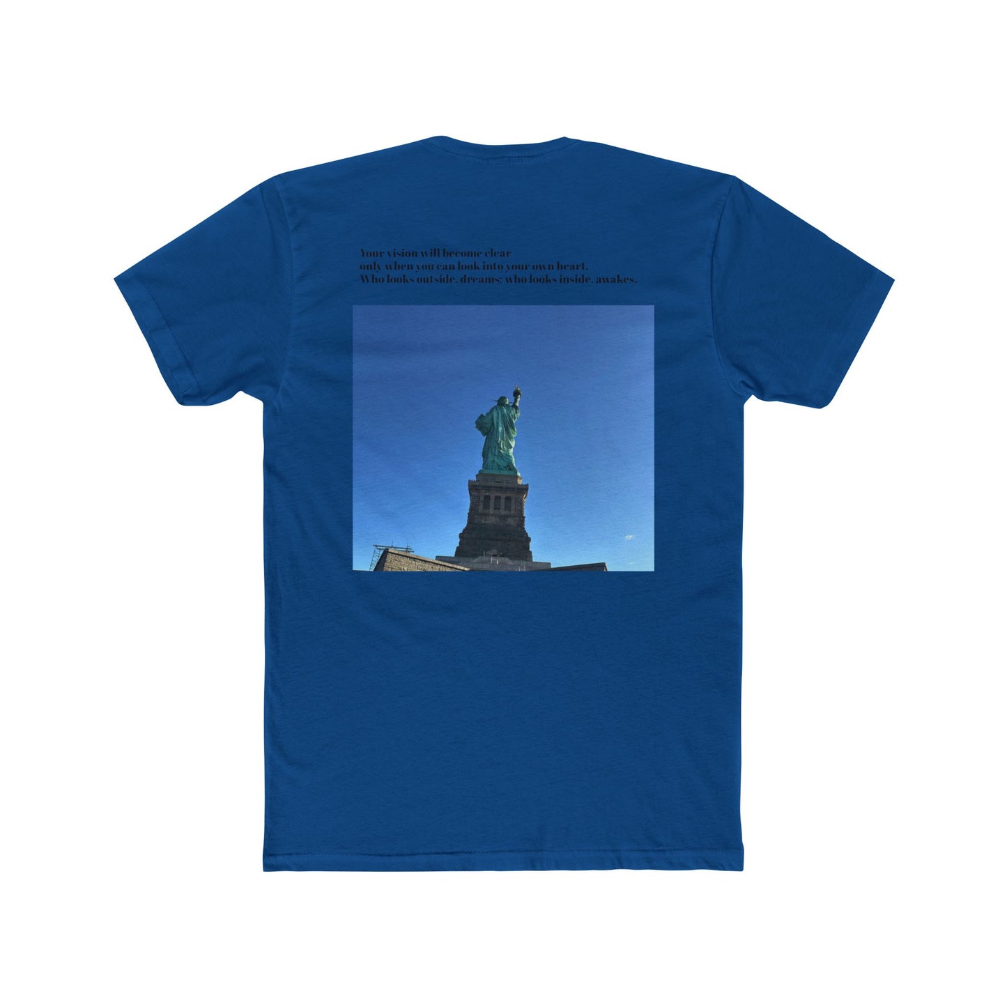 Unisex Cotton Crew Tee - Statue of Liberty Graphic with Inspirational Quote
