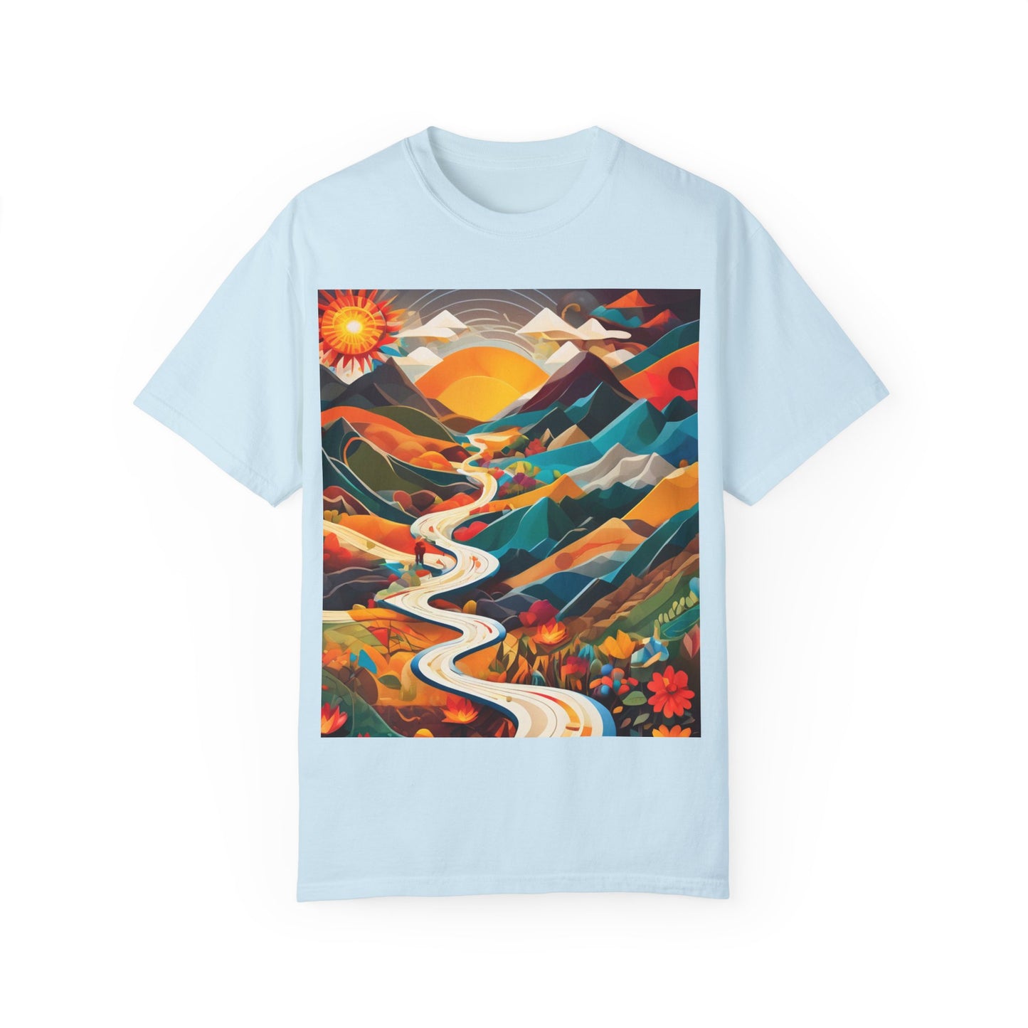 Adventure Journey Unisex Garment-Dyed T-shirt - Colorful Nature Design