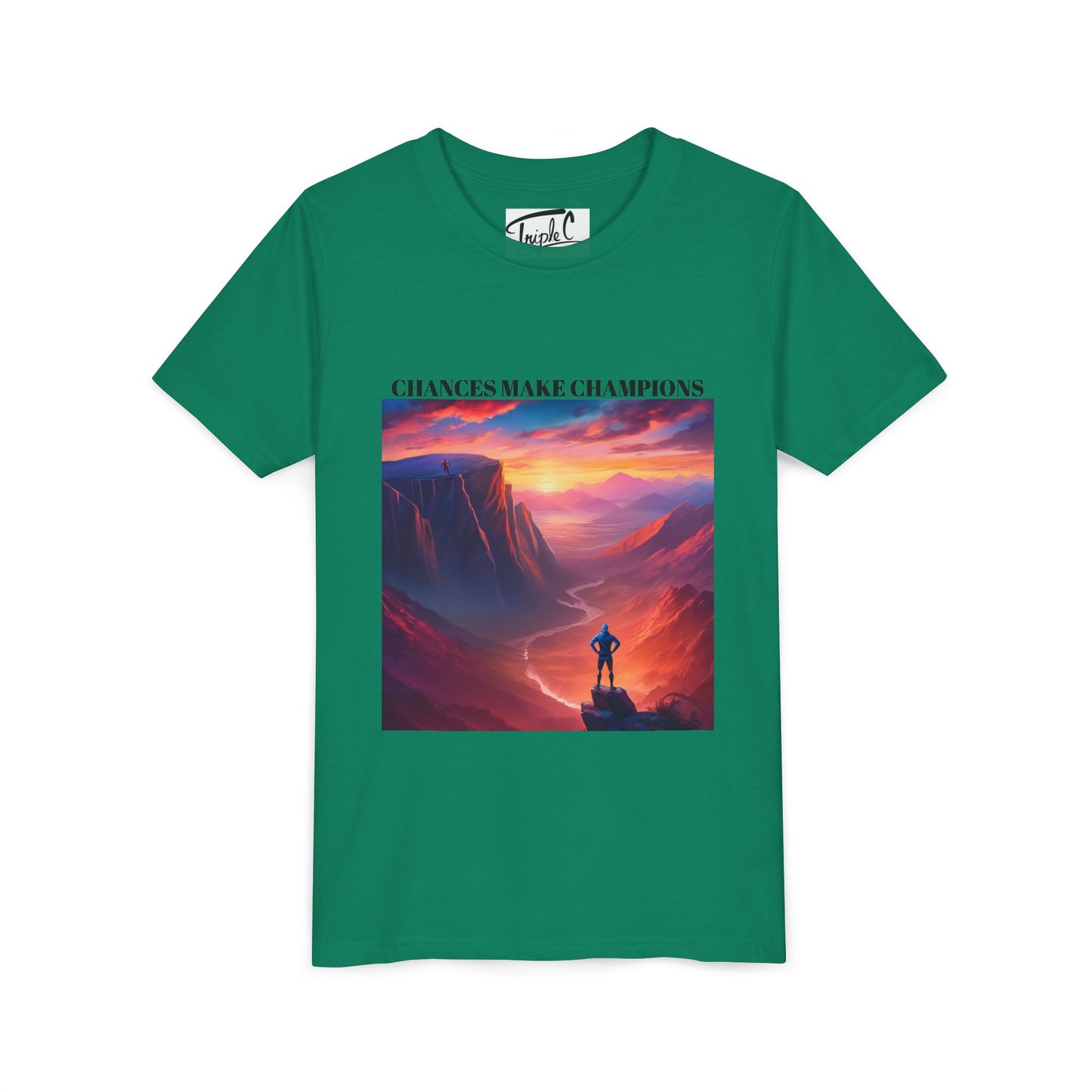 Youth Short Sleeve Tee - Inspirational Art with 'Chances Make Champions' Design