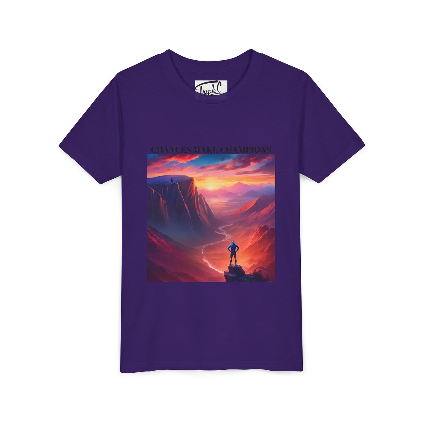 Youth Short Sleeve Tee - Inspirational Art with 'Chances Make Champions' Design